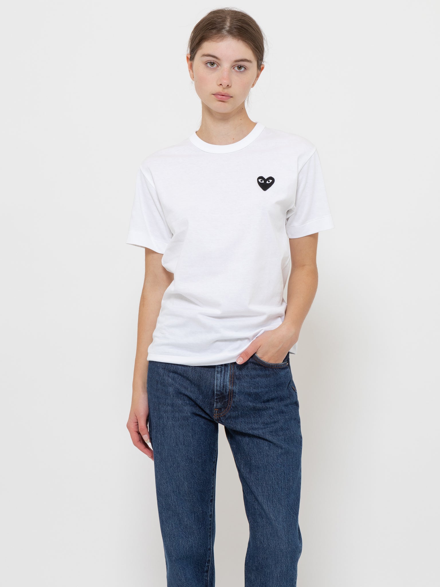 Men's Fit T-Shirt White Black Heart