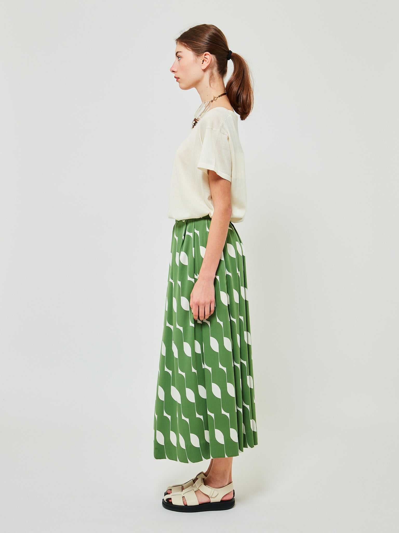 Soni Silk Skirt Green