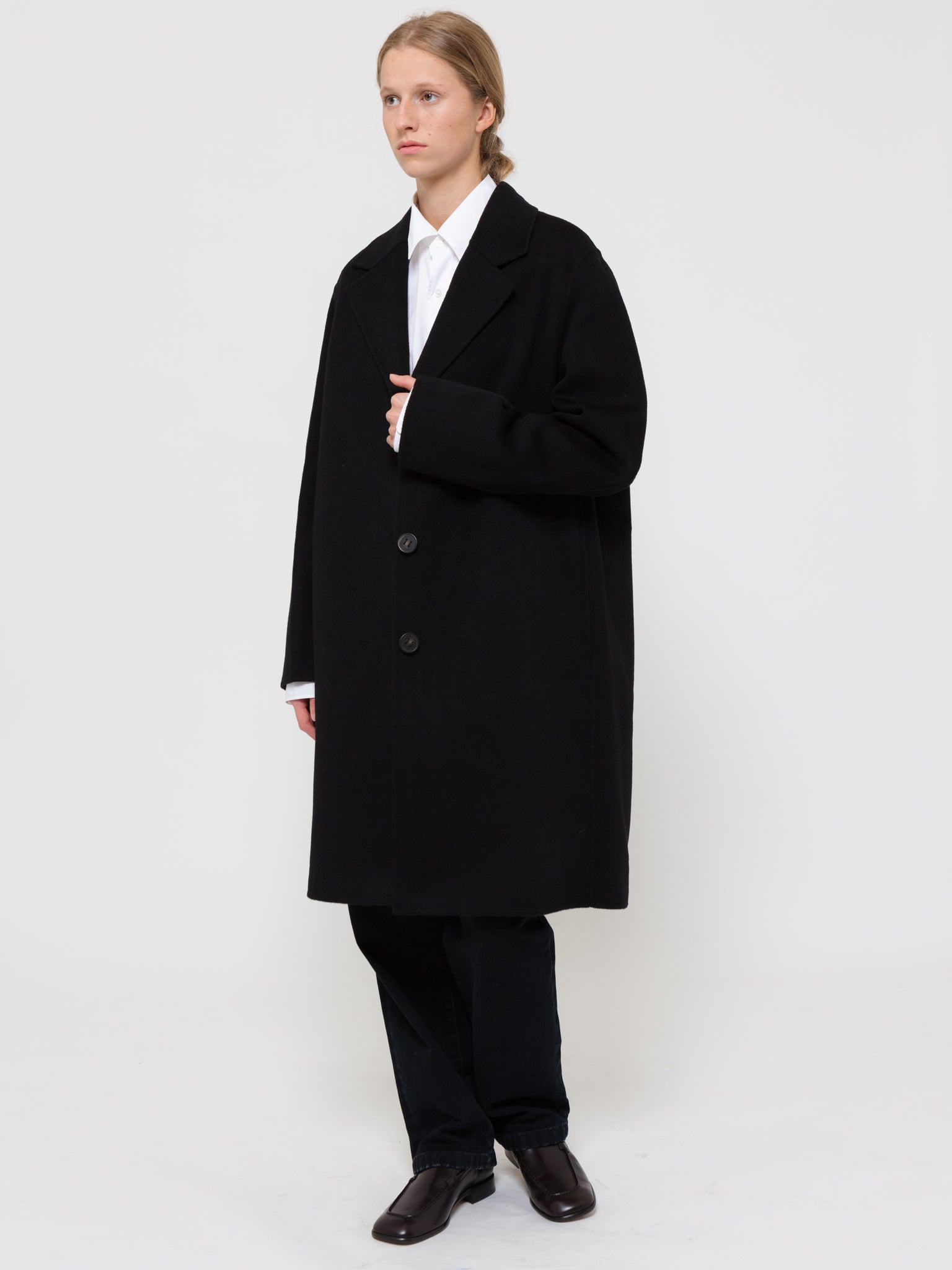 Single-Breasted Wool Coat Black