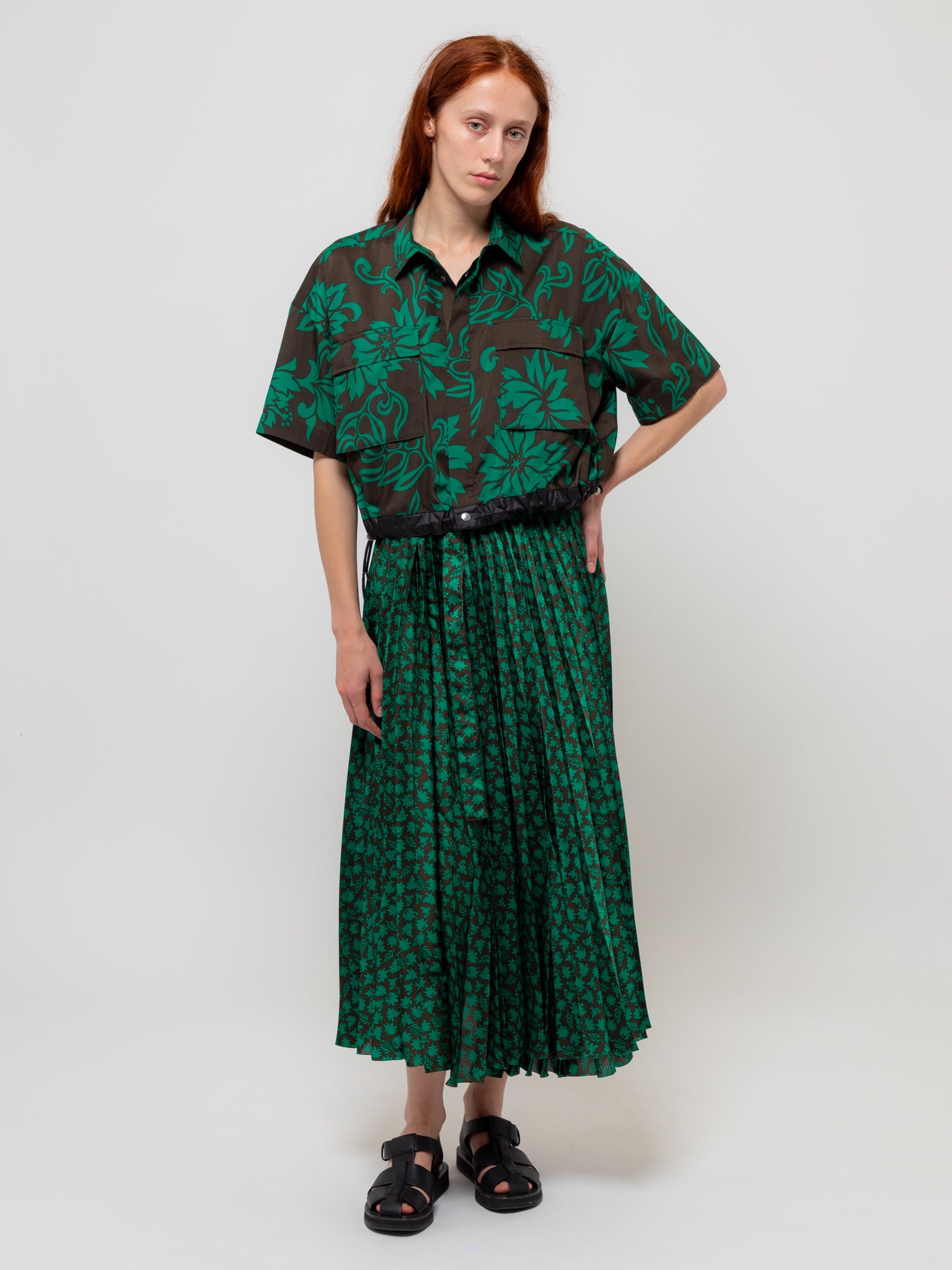 Floral Print Skirt Green