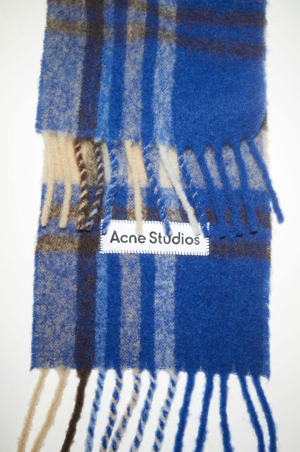 Mohair Scarf Electric Blue Beige