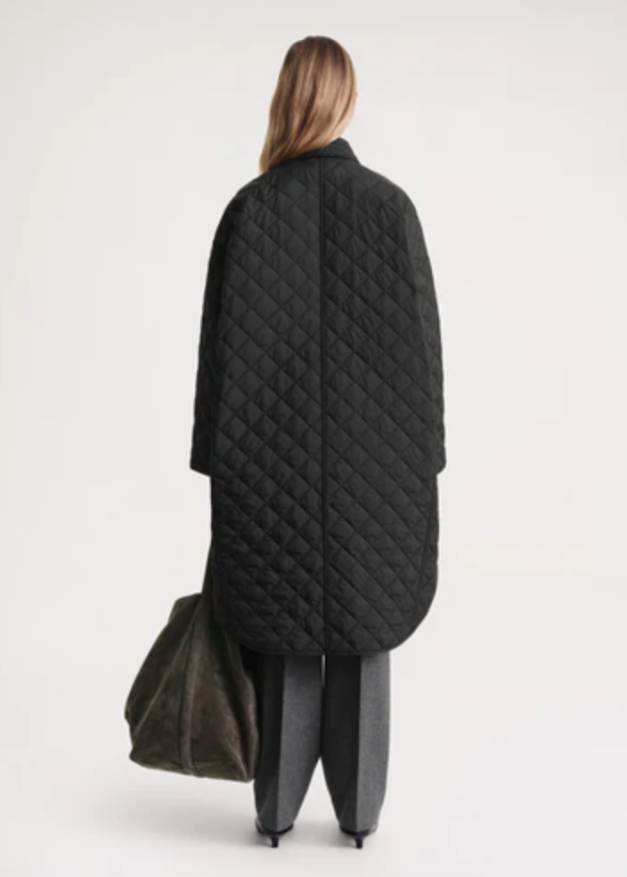 Quilted Cocoon Coat Black