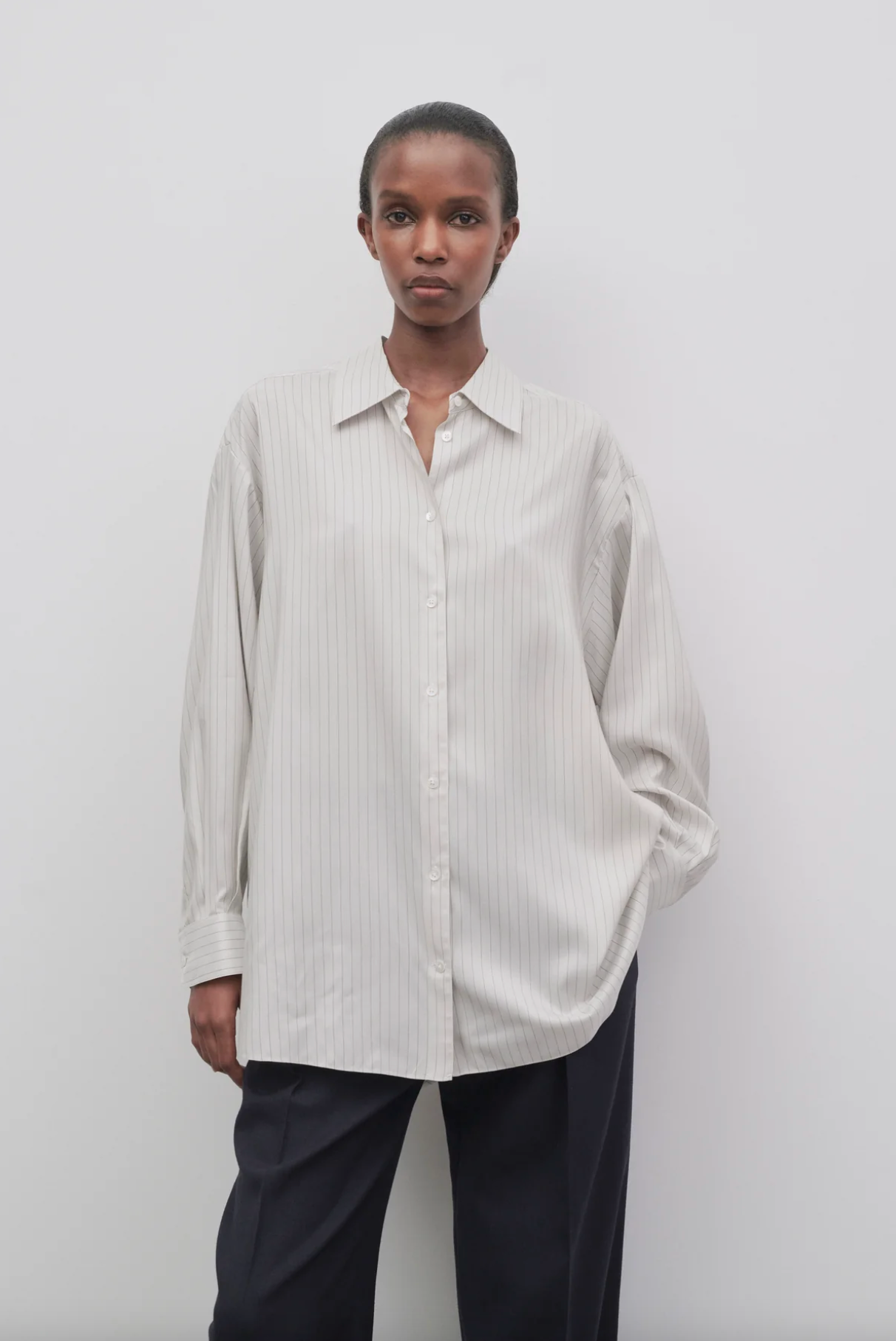 Luka Silk Shirt Grey Stripe