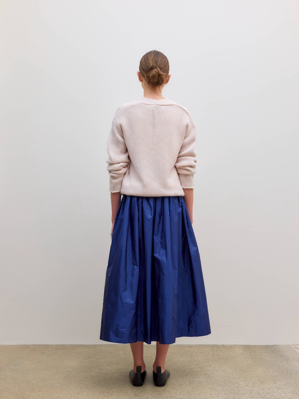 Gathered Skirt Silk Taffeta Navy