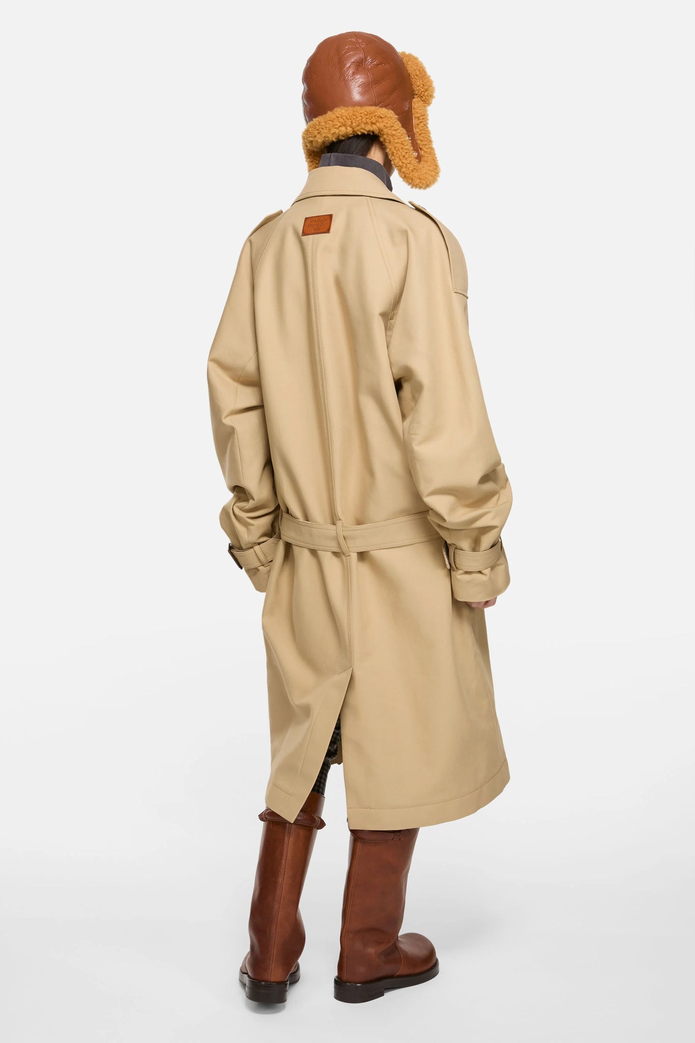 Satin Cotton Trench Coat Beige