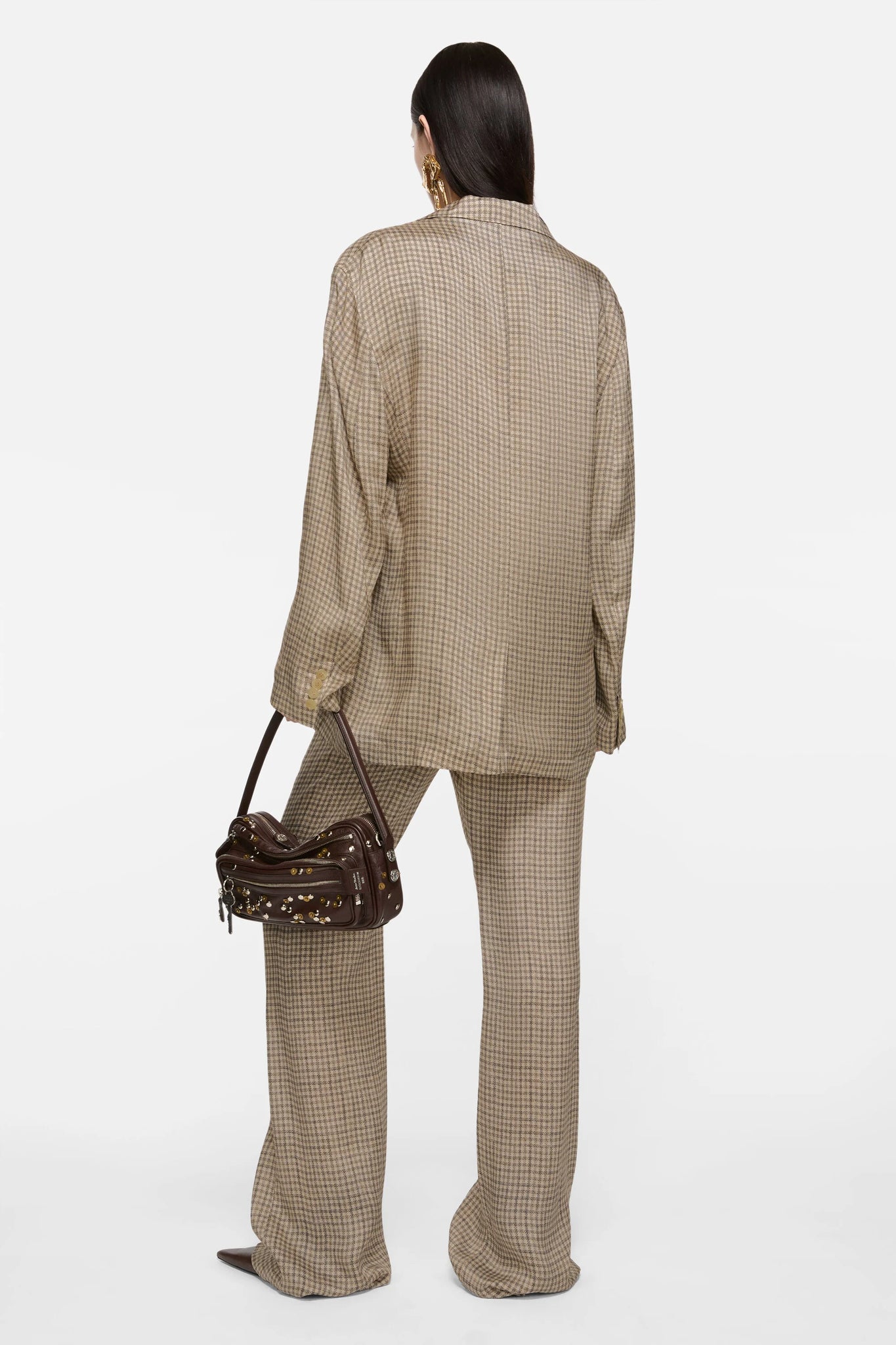 Check Suit Jacket Beige