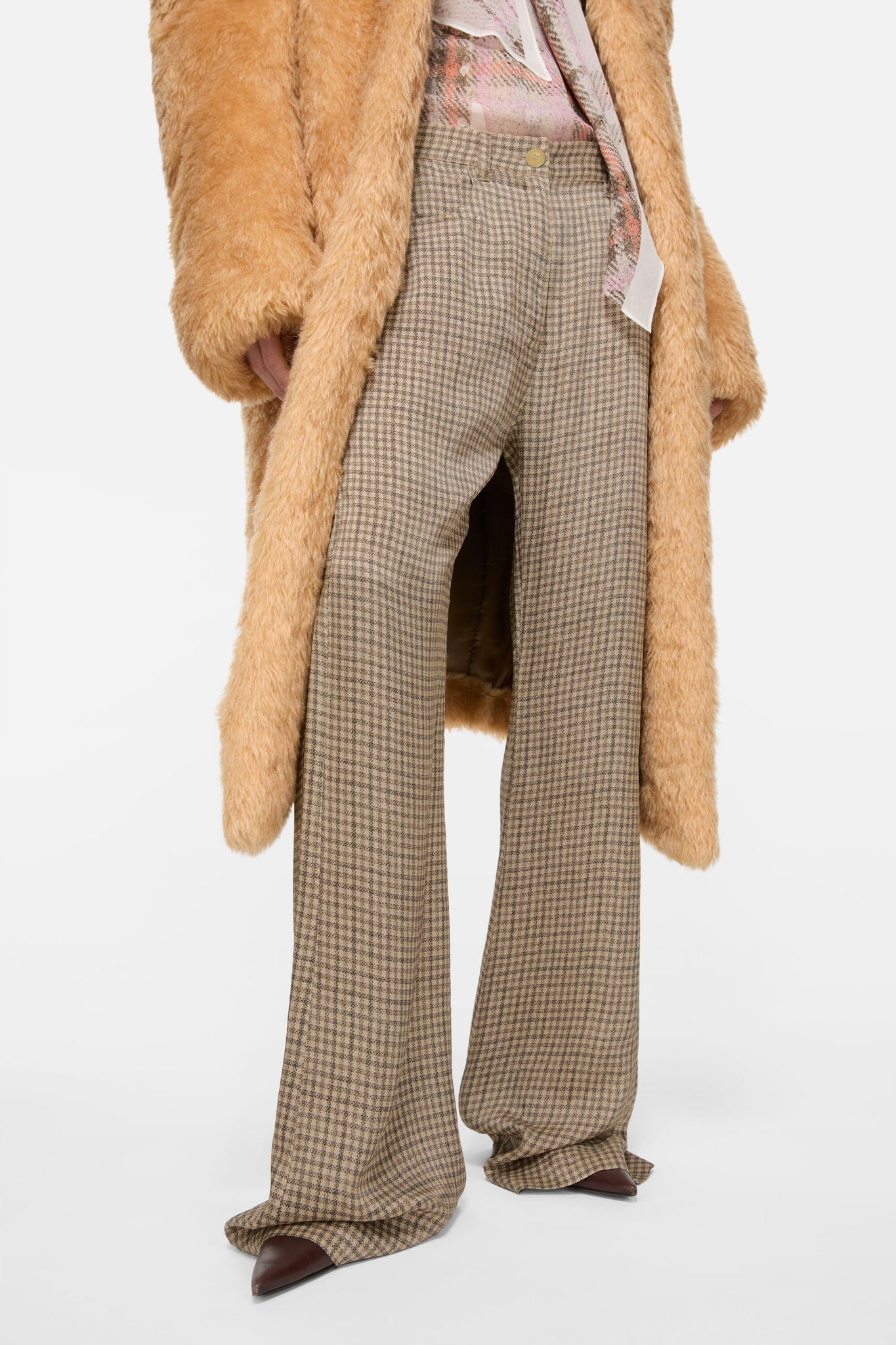 Check Suit Trousers Beige