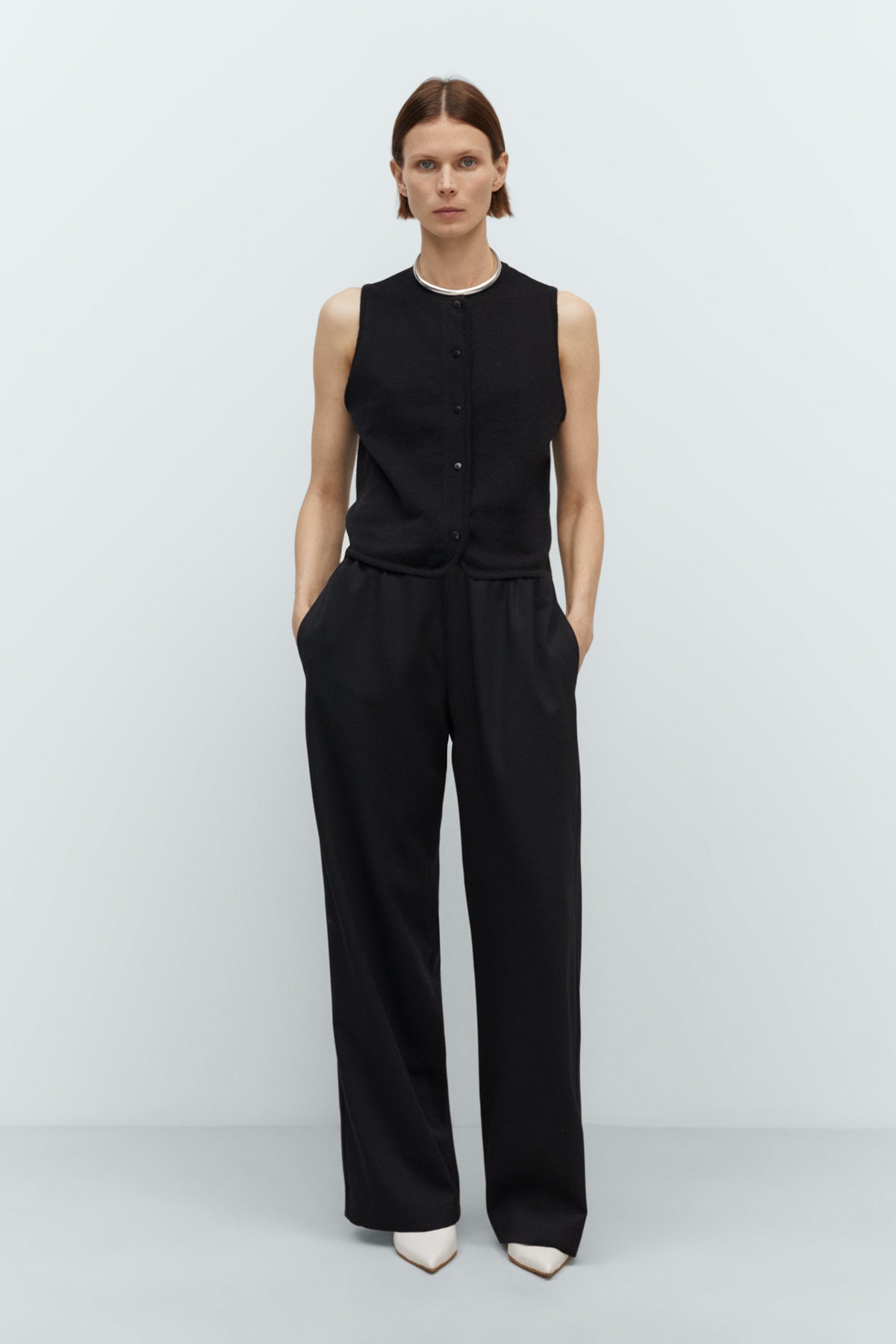 Merino Wool Waistcoat Black