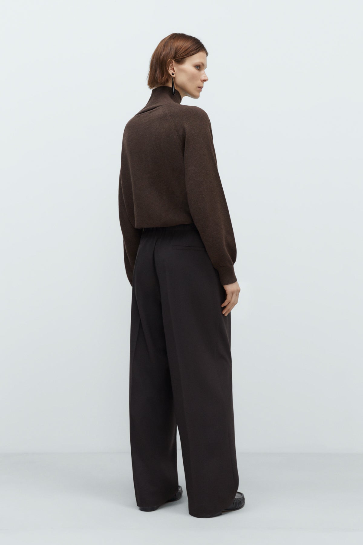 Pleated Relax Pants Dark Brown