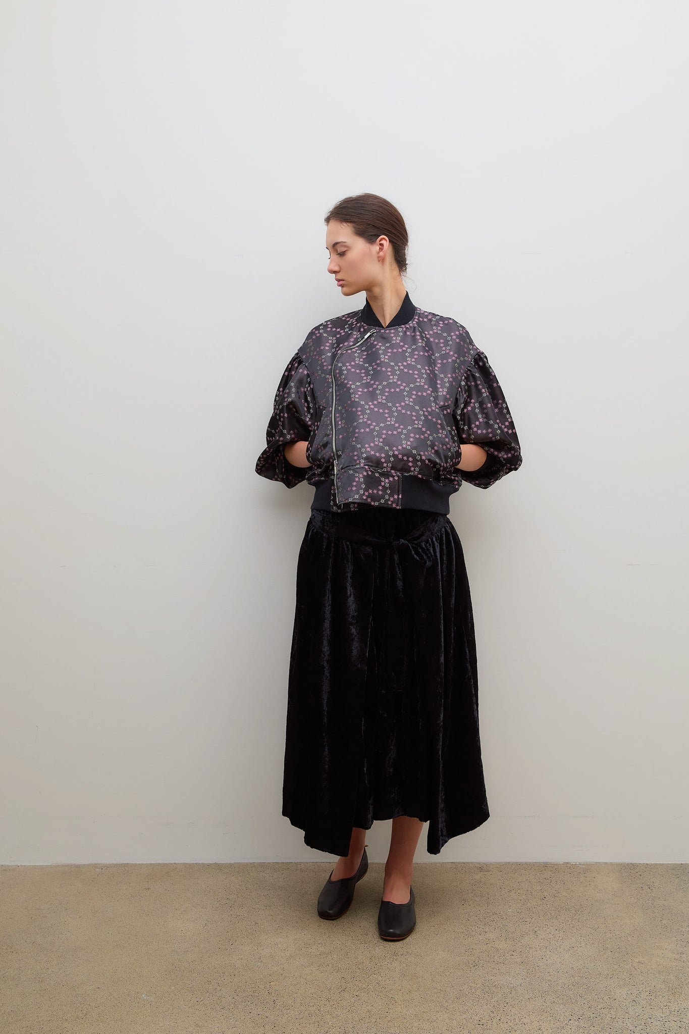 Floral Blouson Black