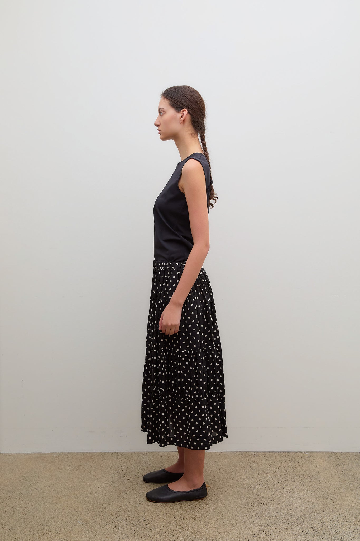 Polka Dot Skirt Black White