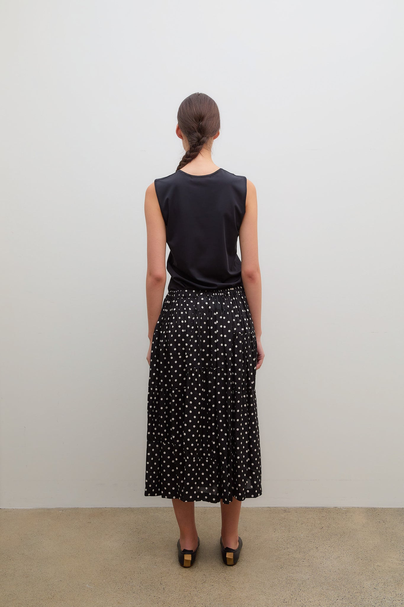 Polka Dot Skirt Black White