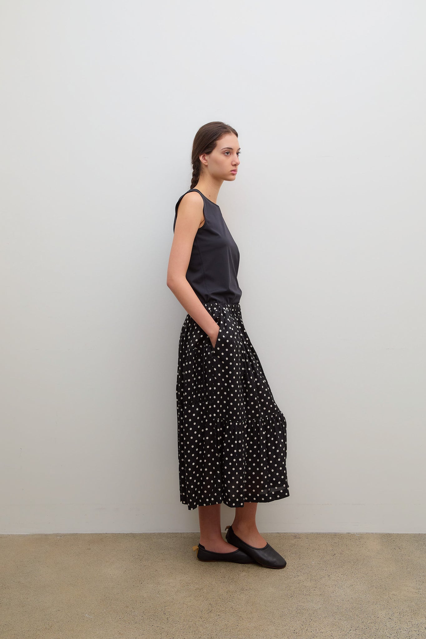 Polka Dot Skirt Black White