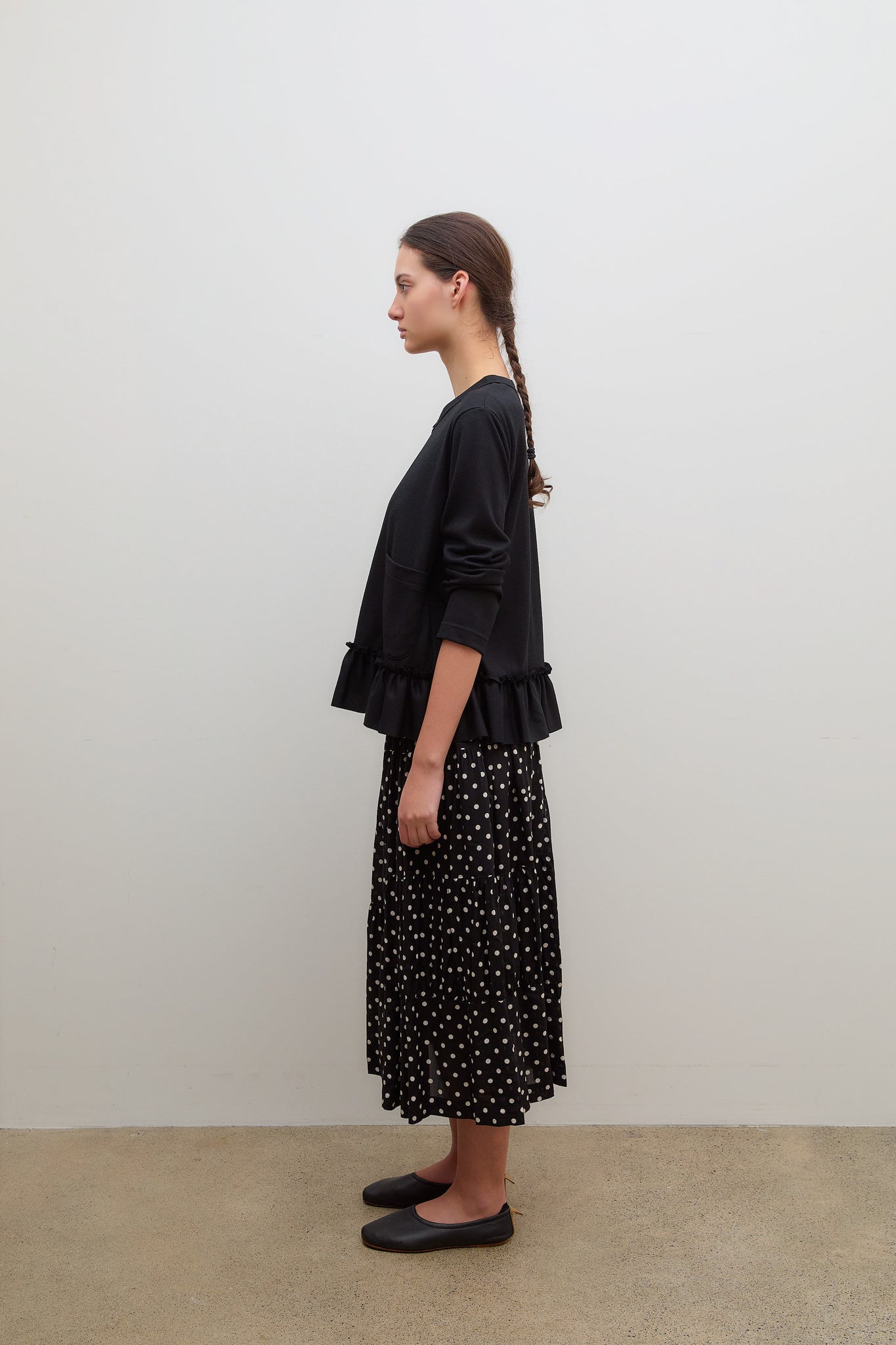 Long sleeve T-Shirt Frill Black