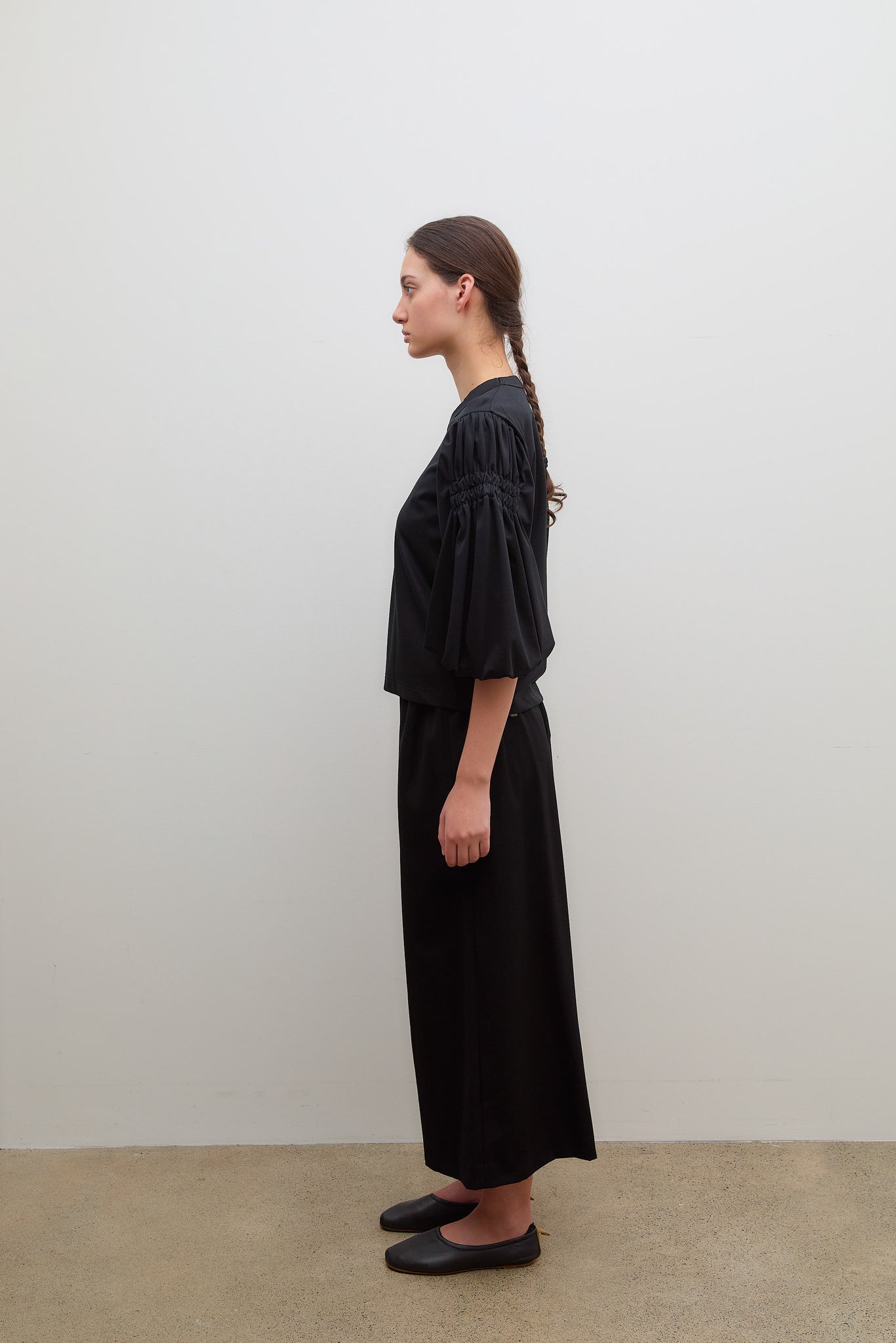 Gathered T-Shirt Black