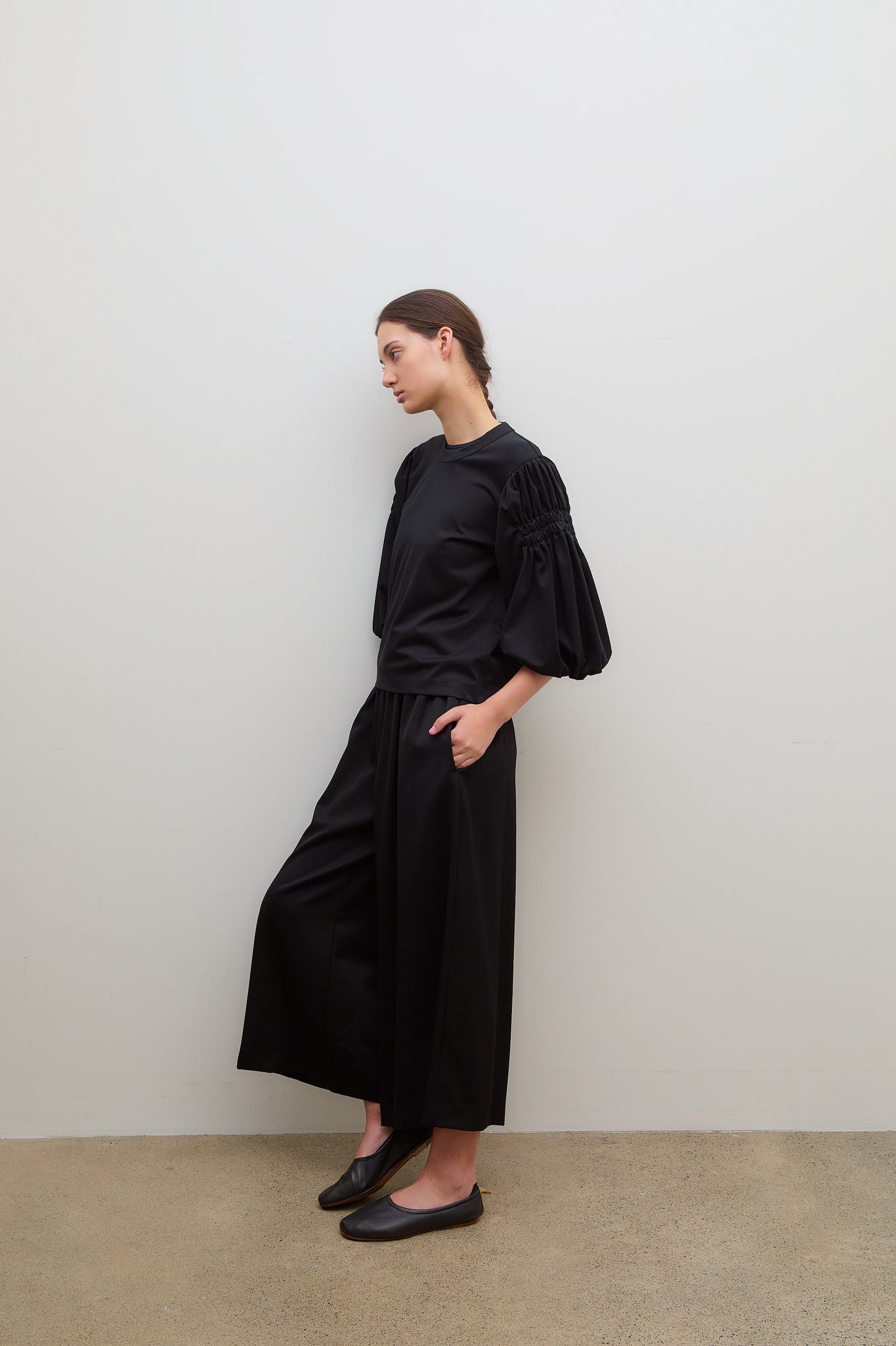 Gathered T-Shirt Black