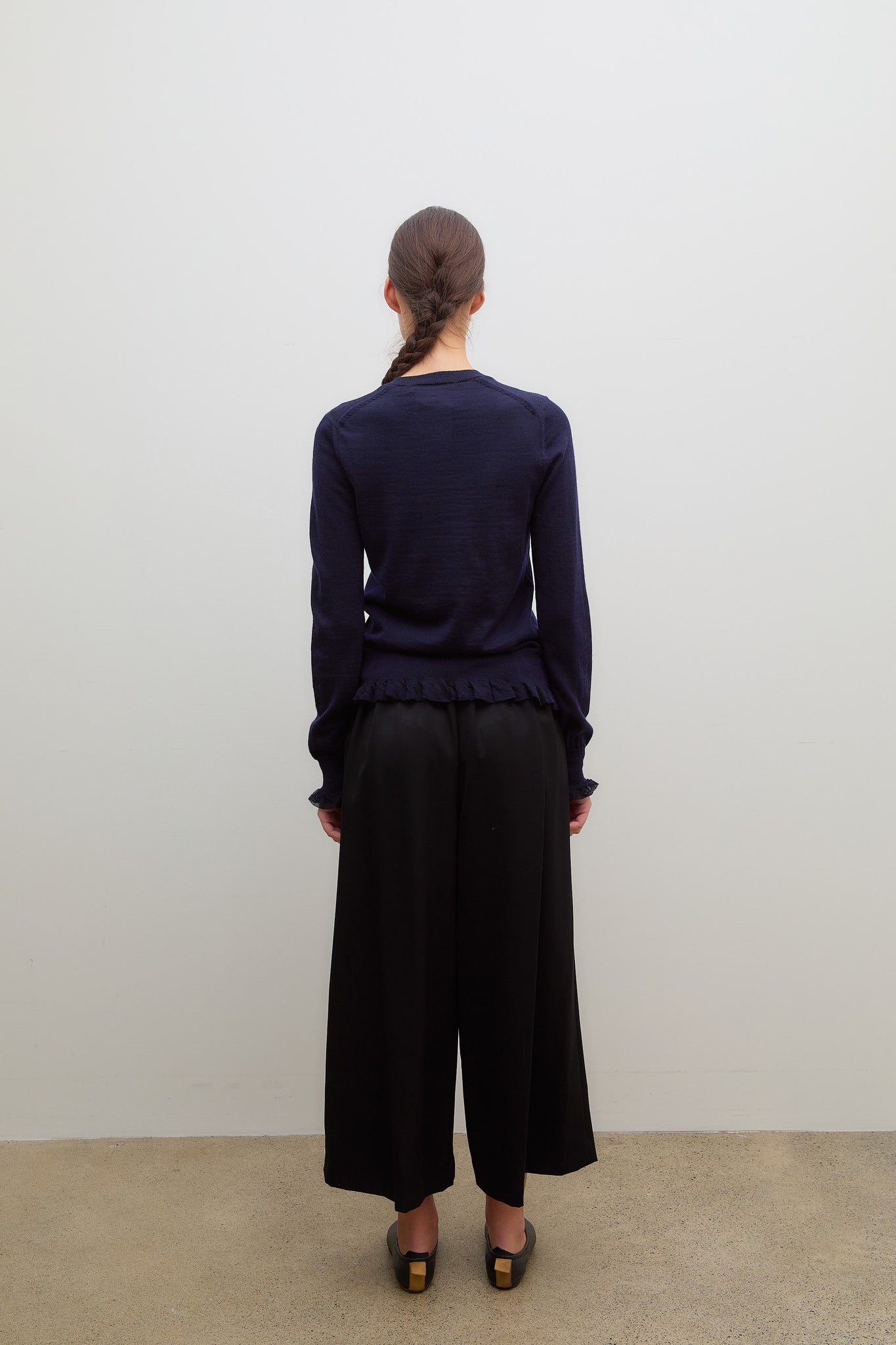 Wool Frill Sweater Navy