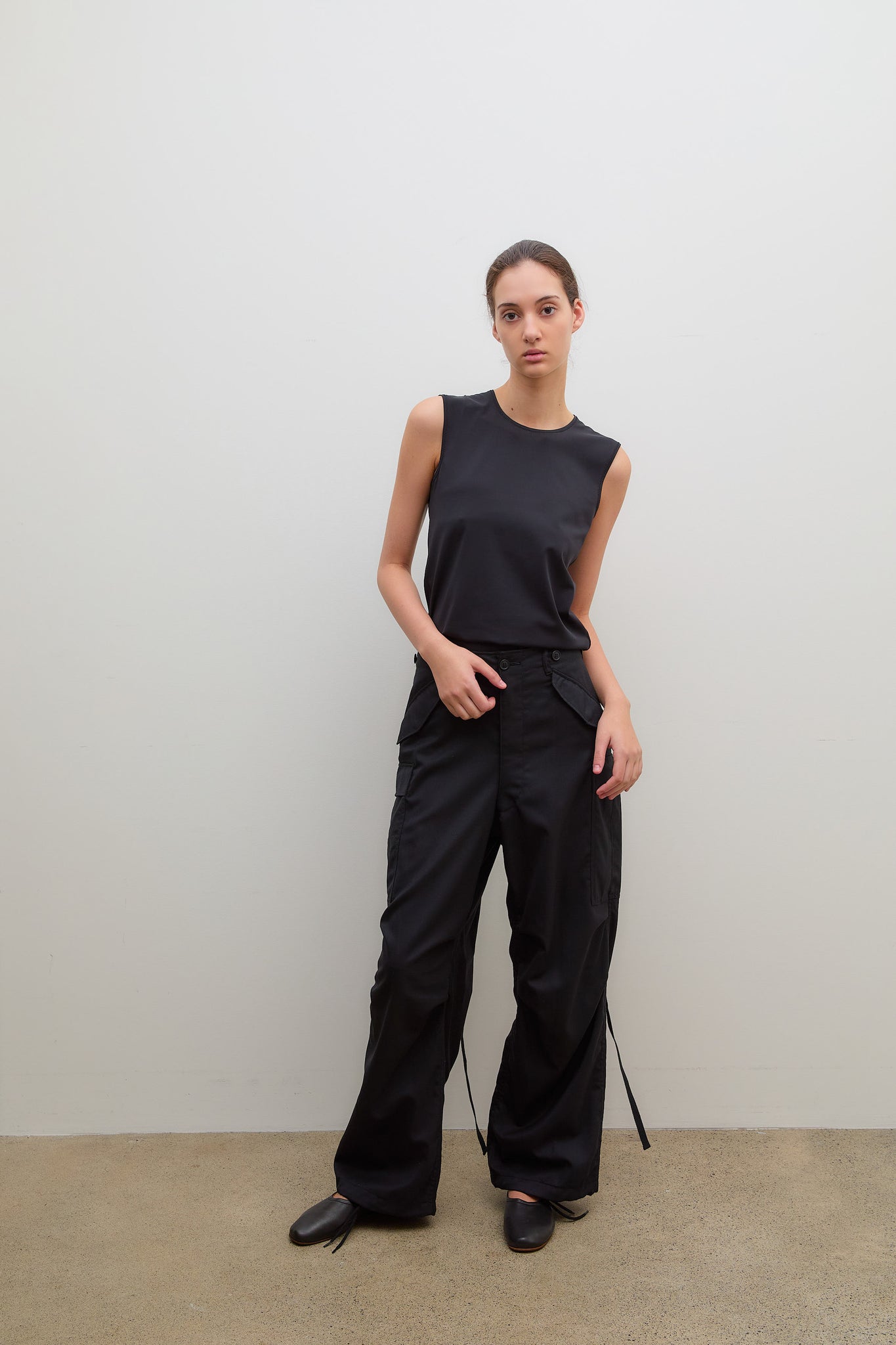 Wool Blend Cargo Pants Black