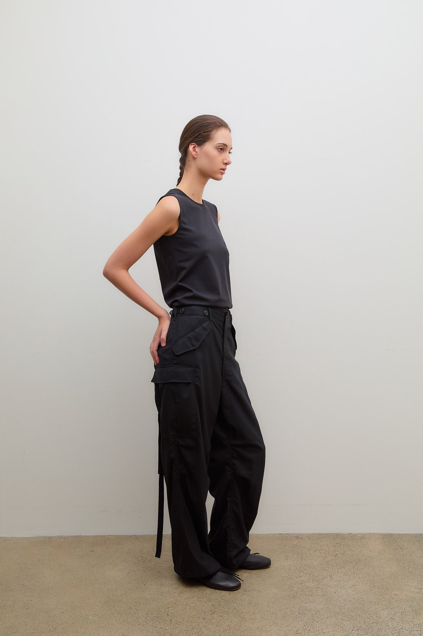 Wool Blend Cargo Pants Black