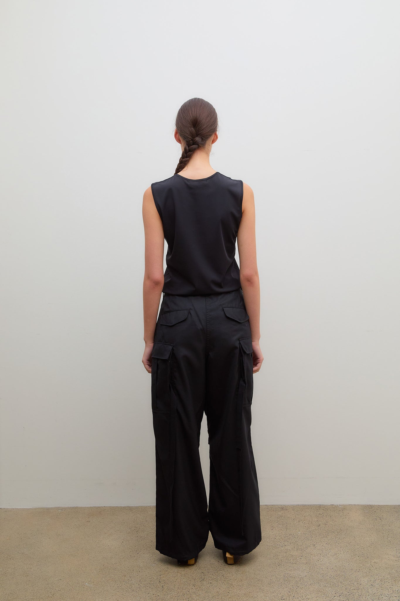 Wool Blend Cargo Pants Black