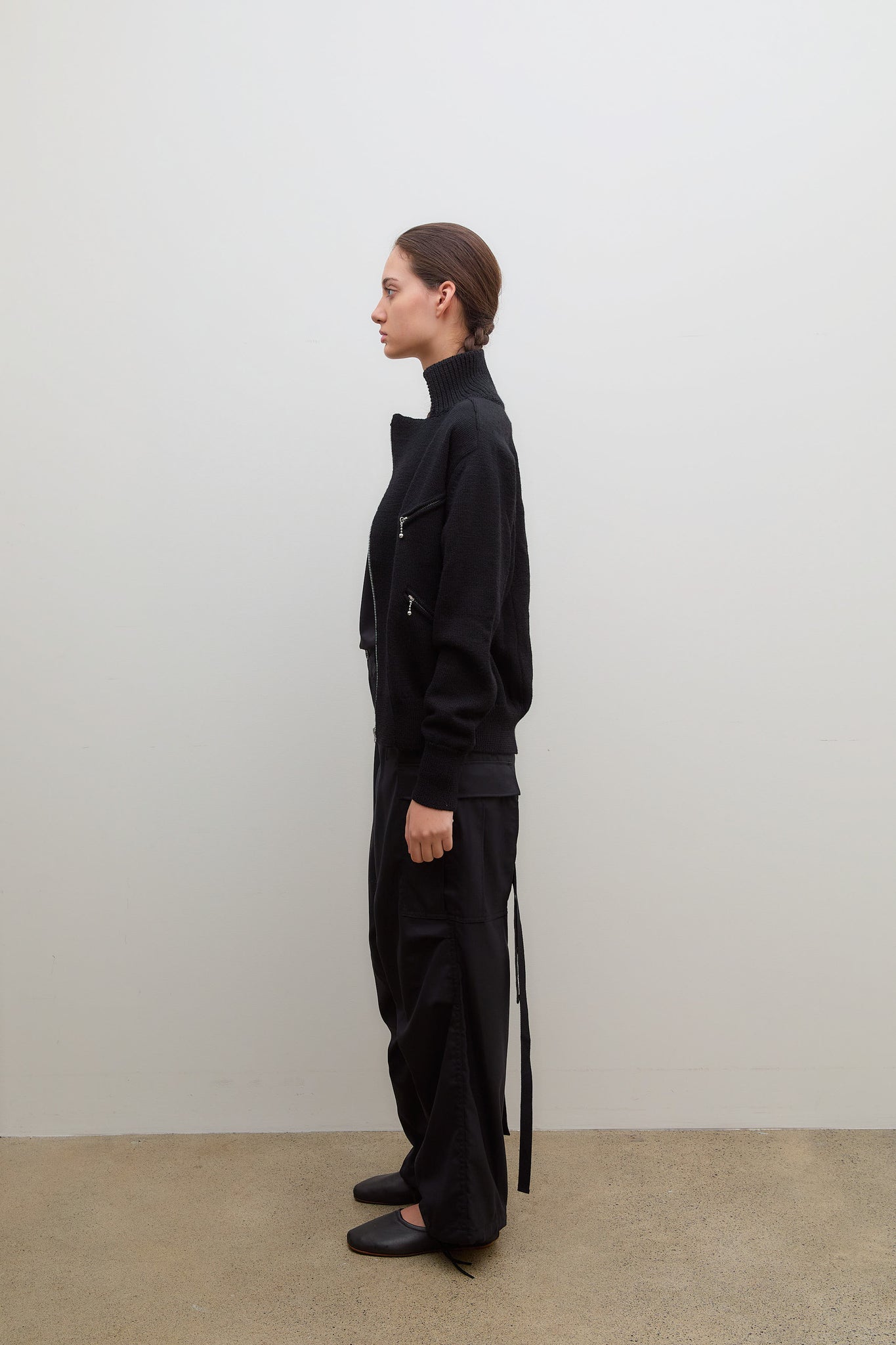 Wool Knit Jacket Black