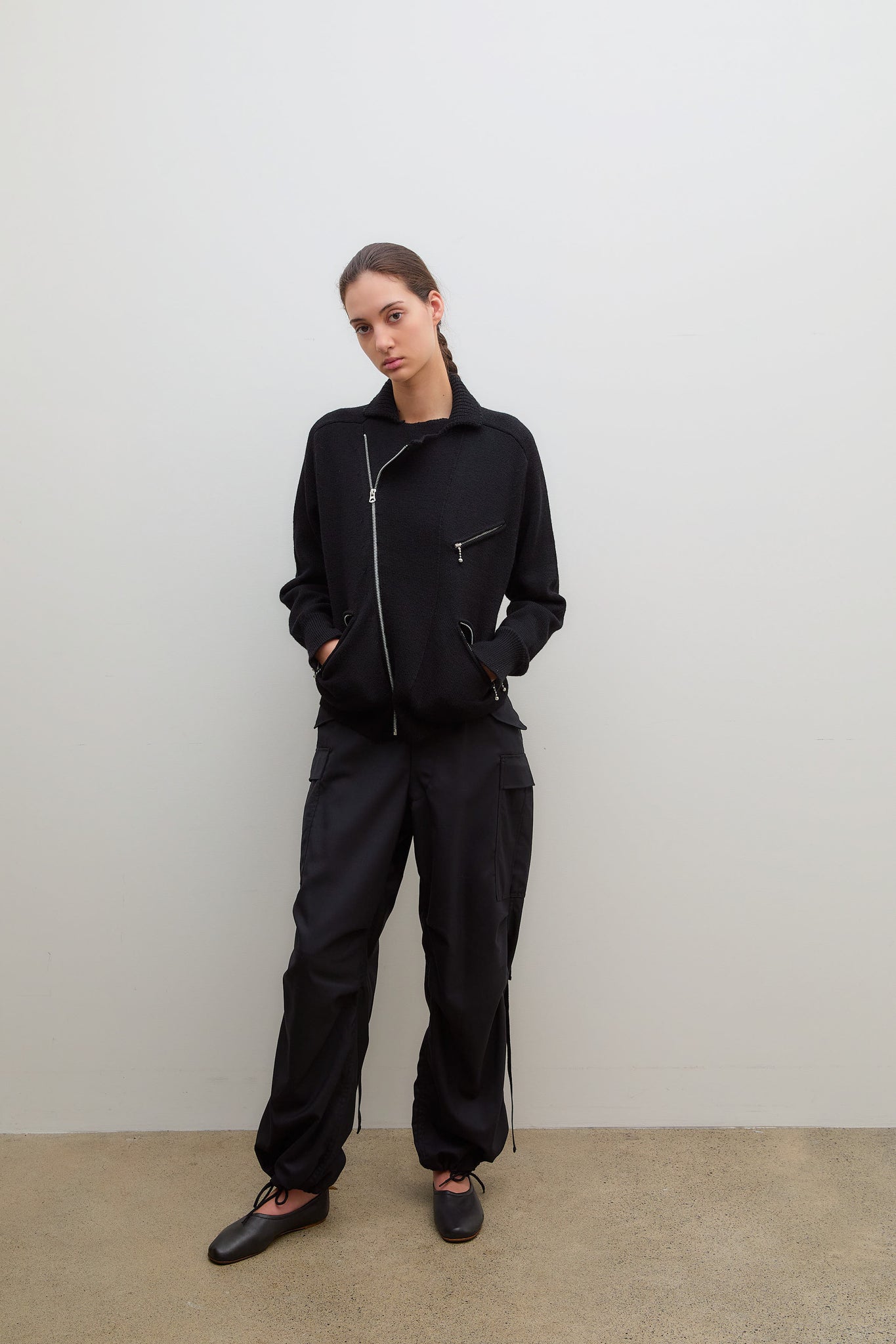 Wool Knit Jacket Black