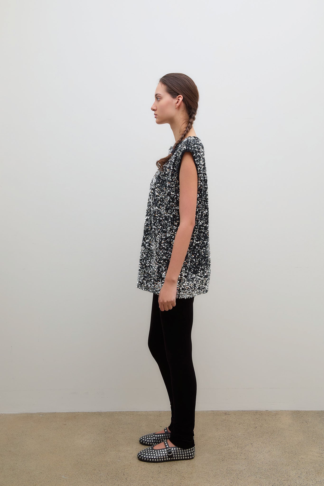 Sequin Blouse Black Silver