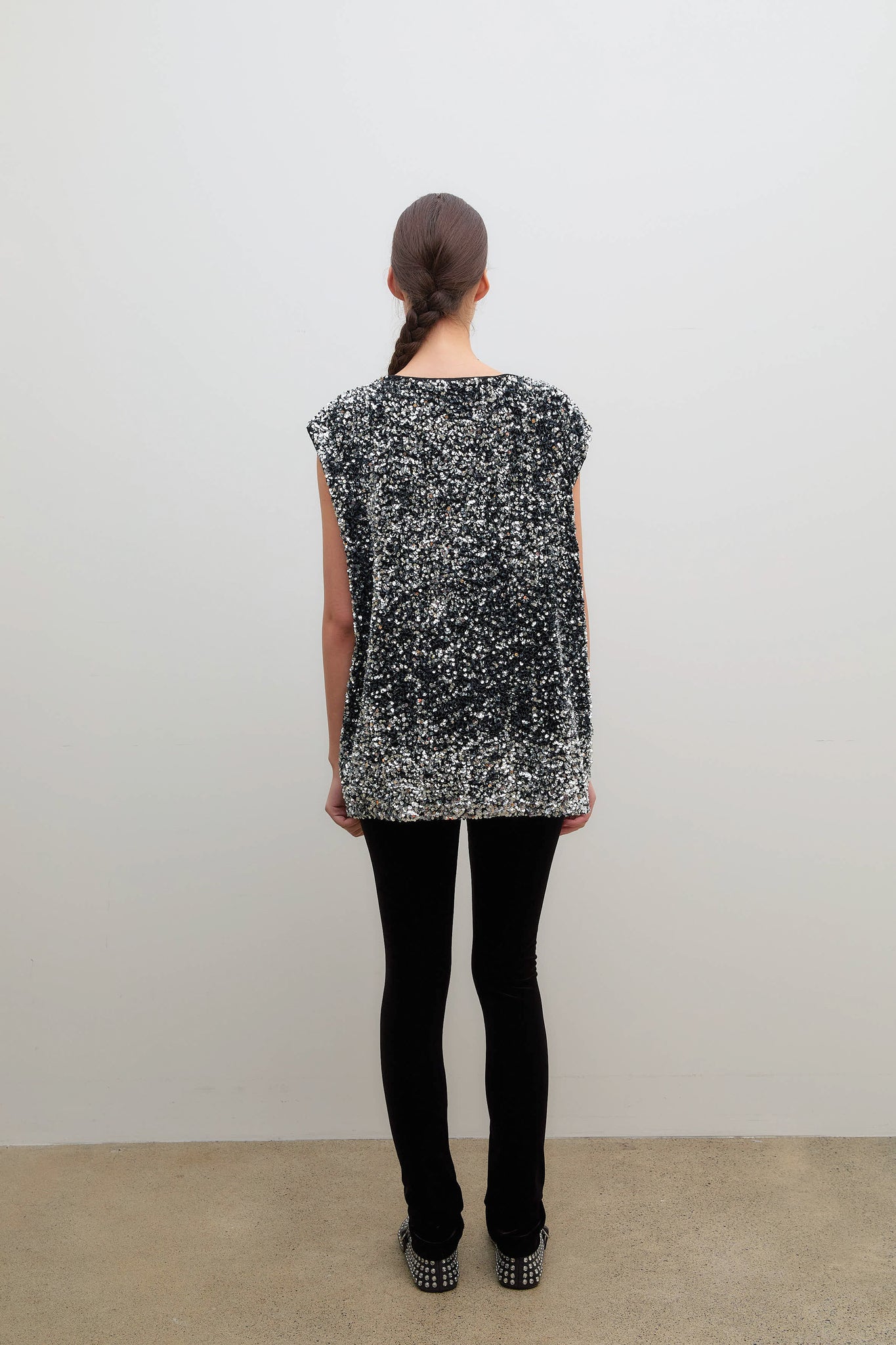 Sequin Blouse Black Silver