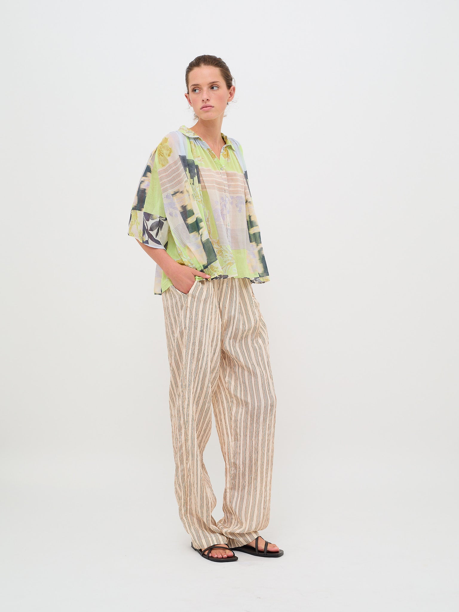 The Secret Garden Print Voile Bohemian Shirt Luce