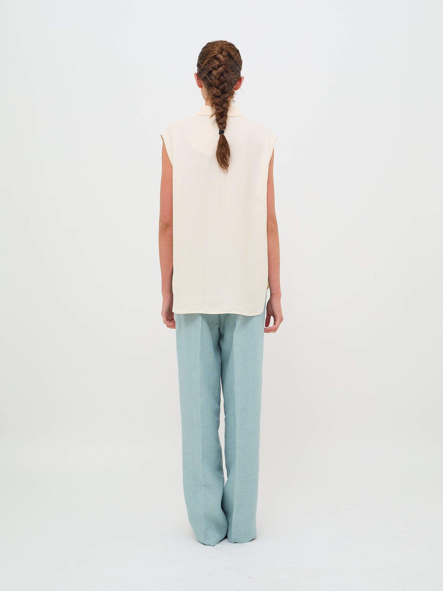 Slubbed Viscose Sleeveless Shirt Orchidea