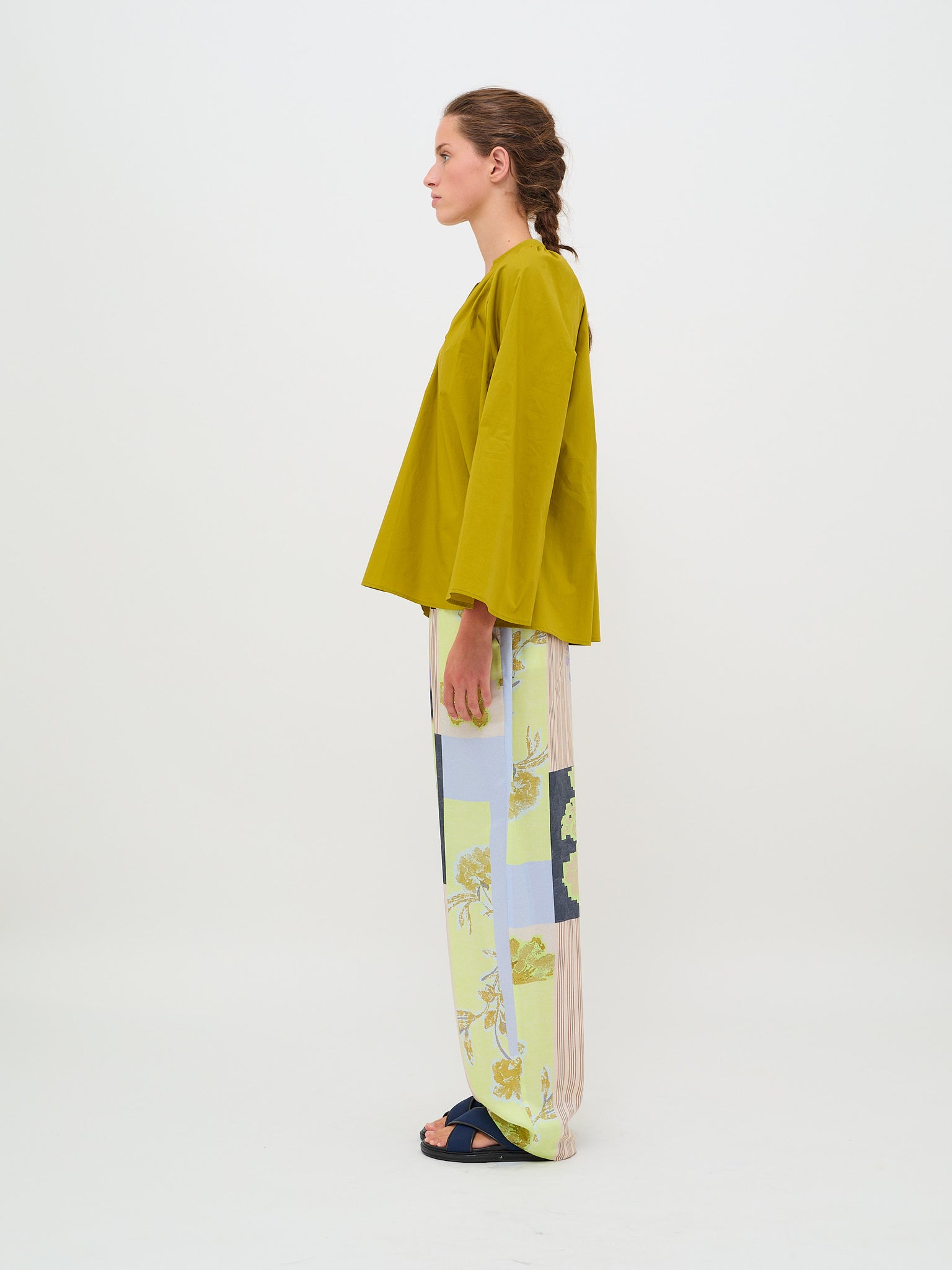 Cotton Popline Bohemian Shirt Aloe