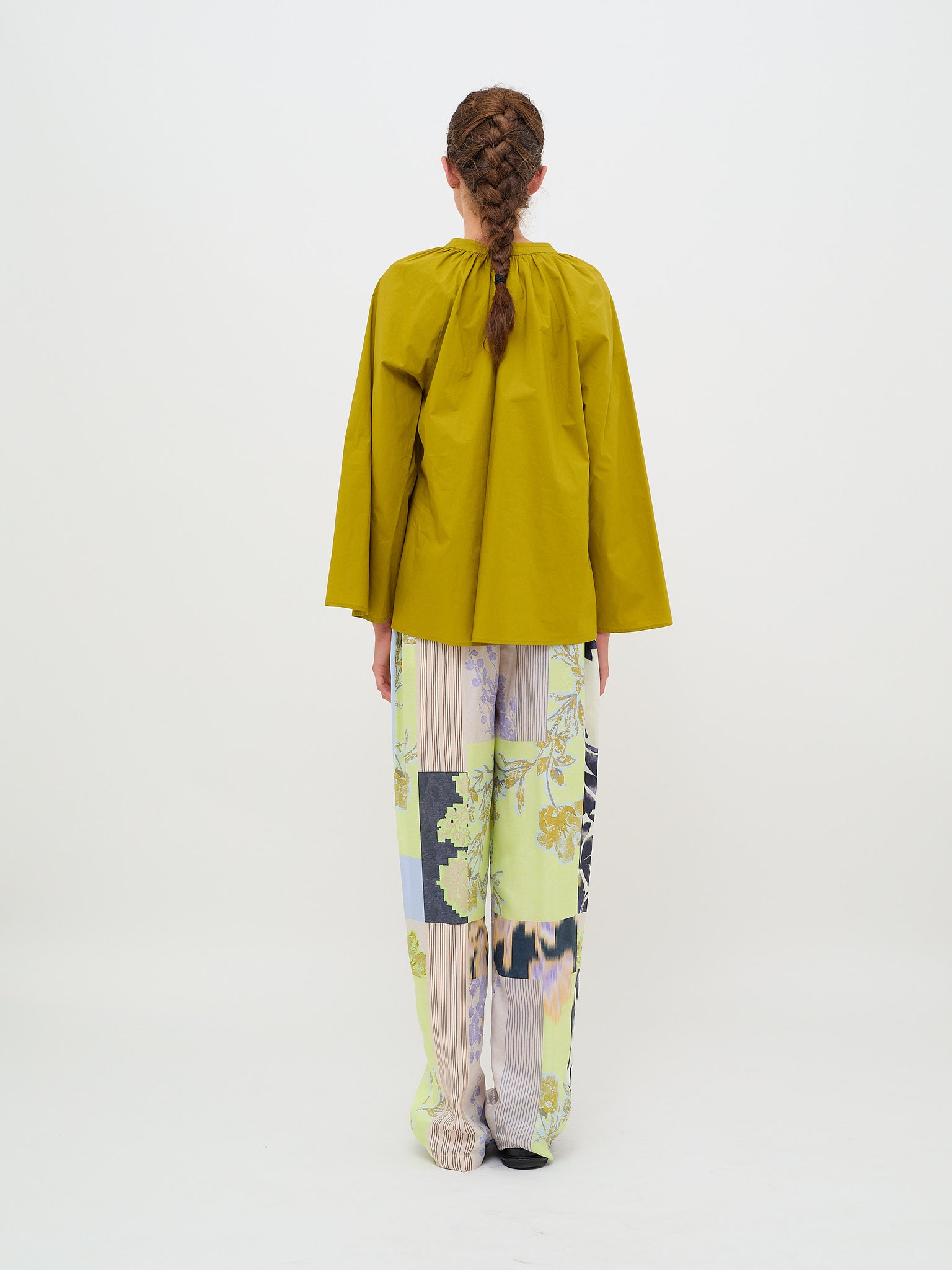 Cotton Popline Bohemian Shirt Aloe