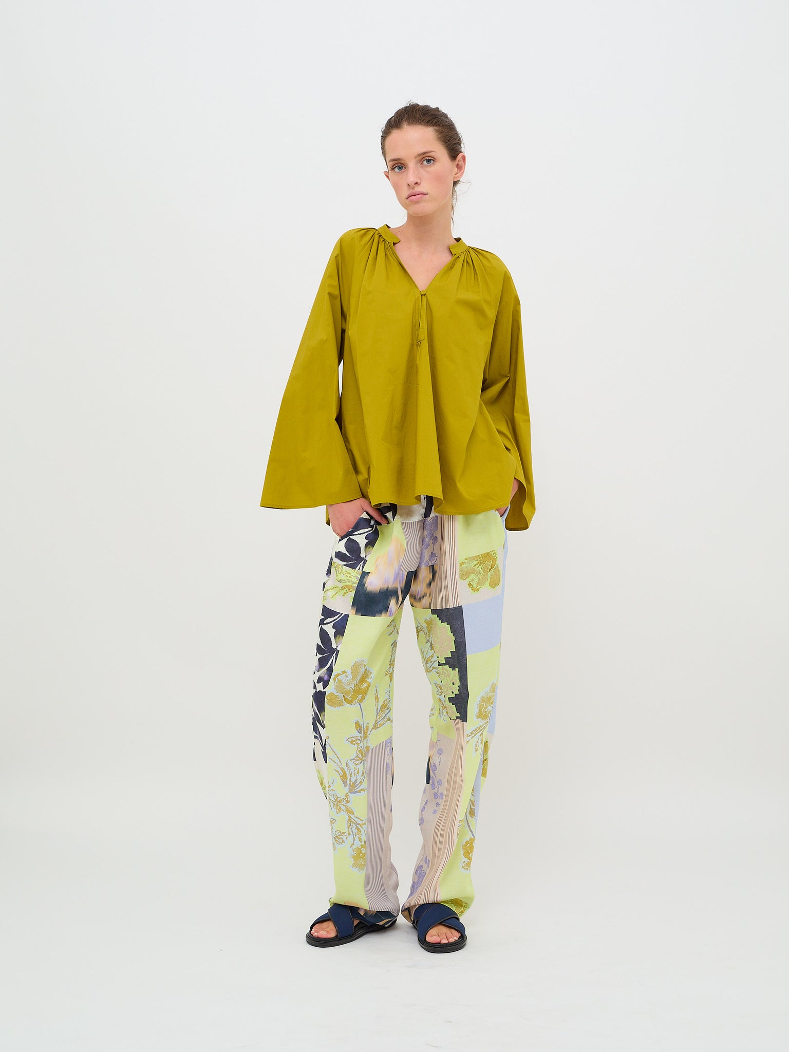 Cotton Popline Bohemian Shirt Aloe