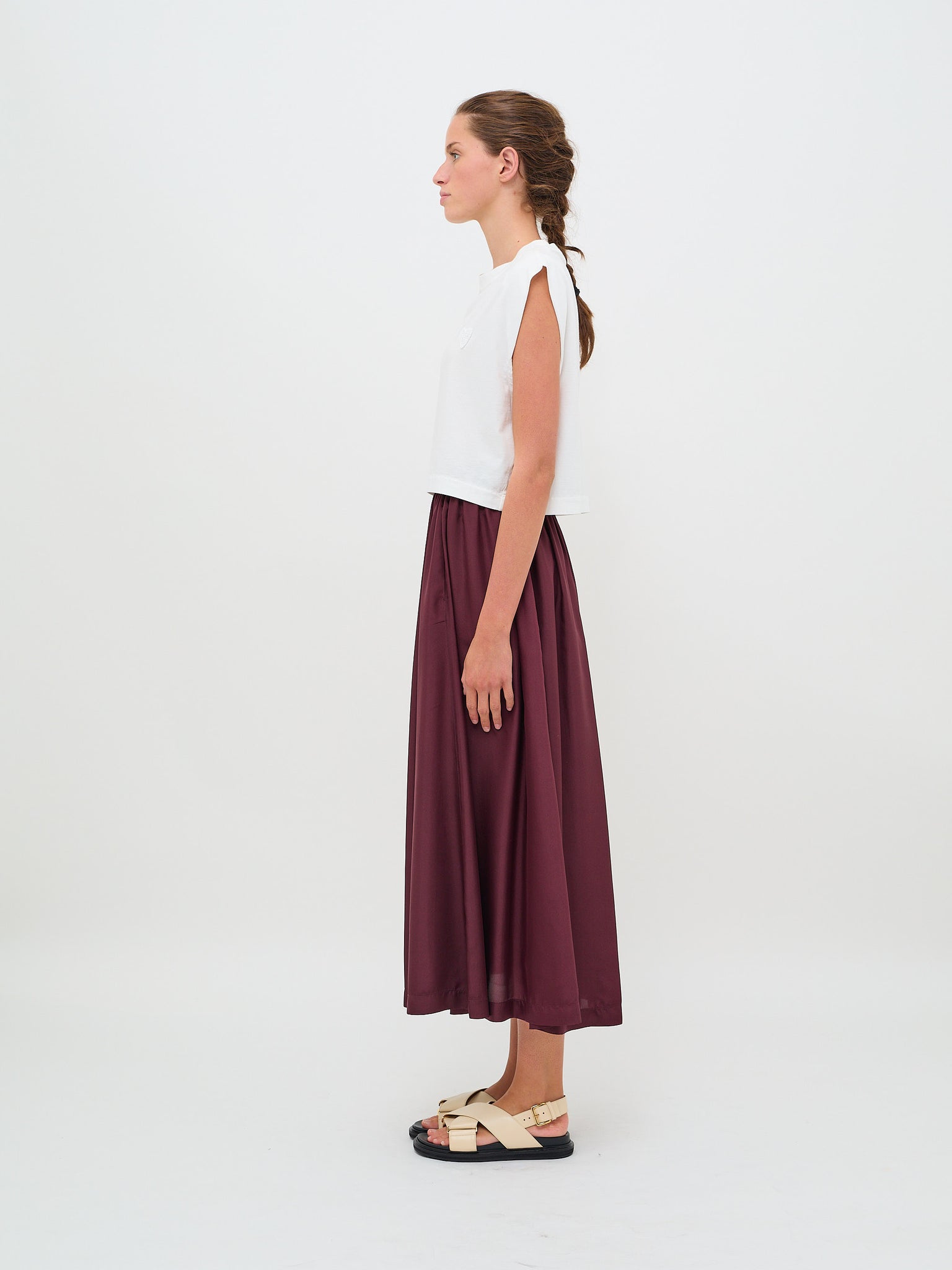 Essential Organic Cotton Jersey Cropped T-Shirt Bianco