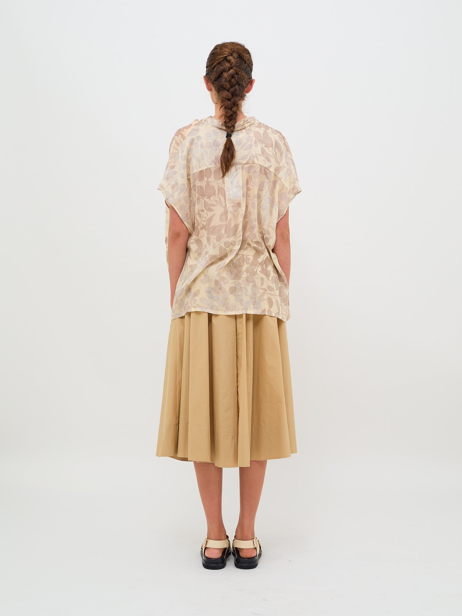 Nuages Fleuris Cotton Silk Voile Crossover Top Perla