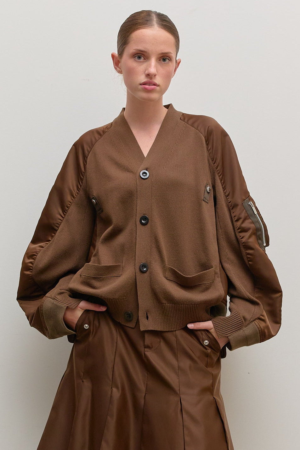 Nylon Twill x Knit Cardigan – Scotties Boutique