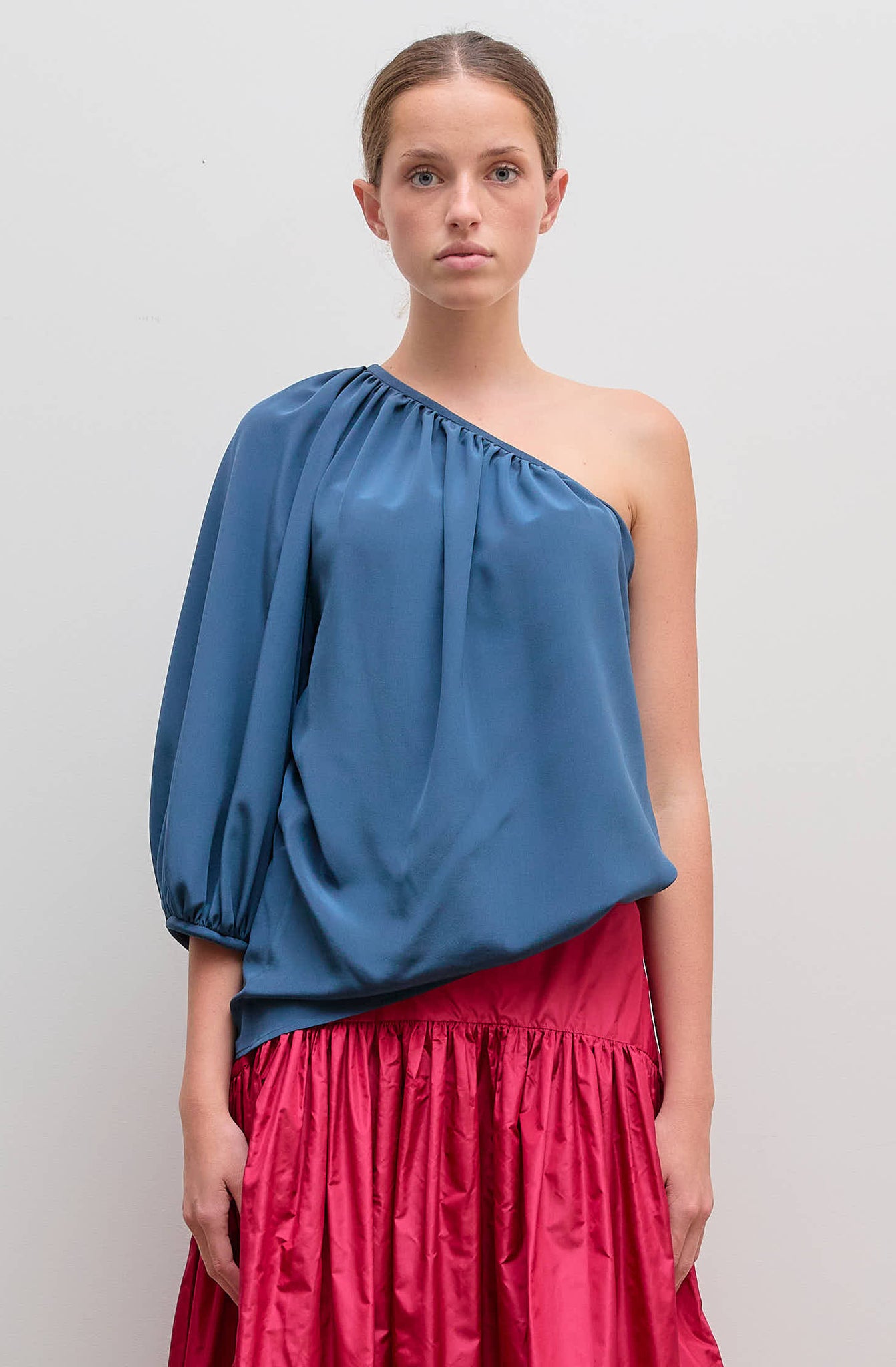 martin grant gathered drop waist silk midi dress Gathered Drop Waist Dress - Black main image 1