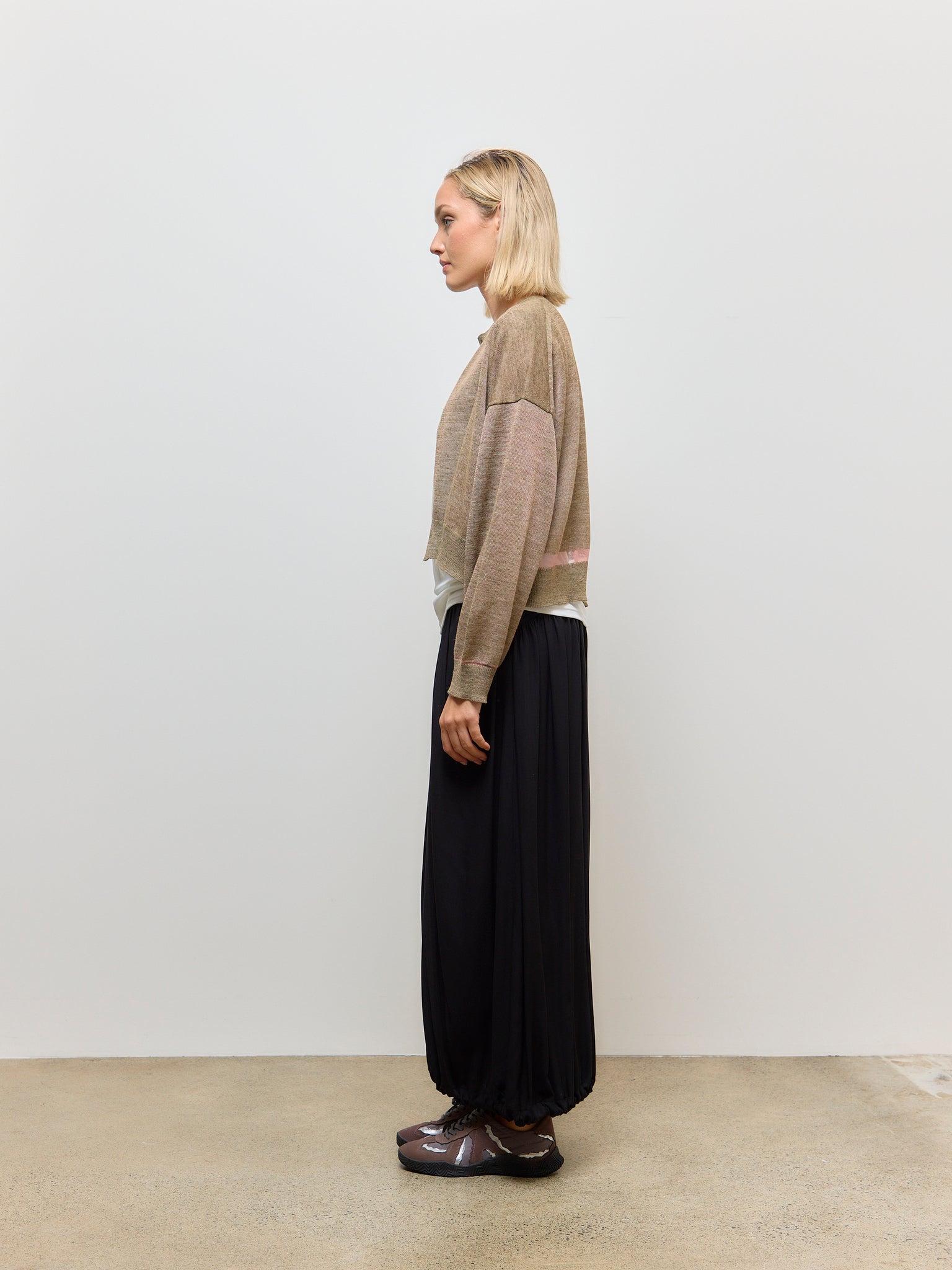 Sheer Long Sleeve Cardigan Khaki