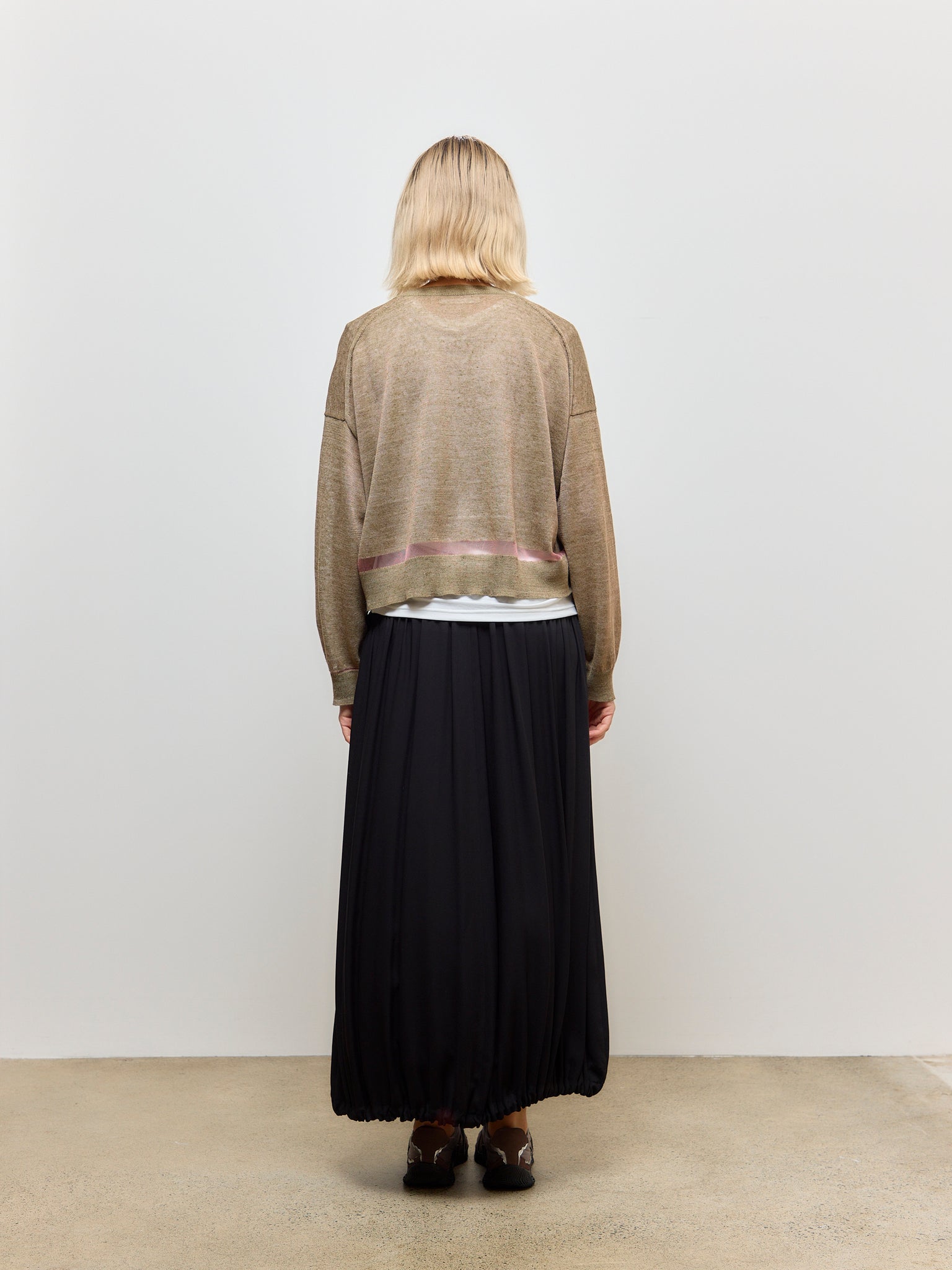 Sheer Long Sleeve Cardigan Khaki