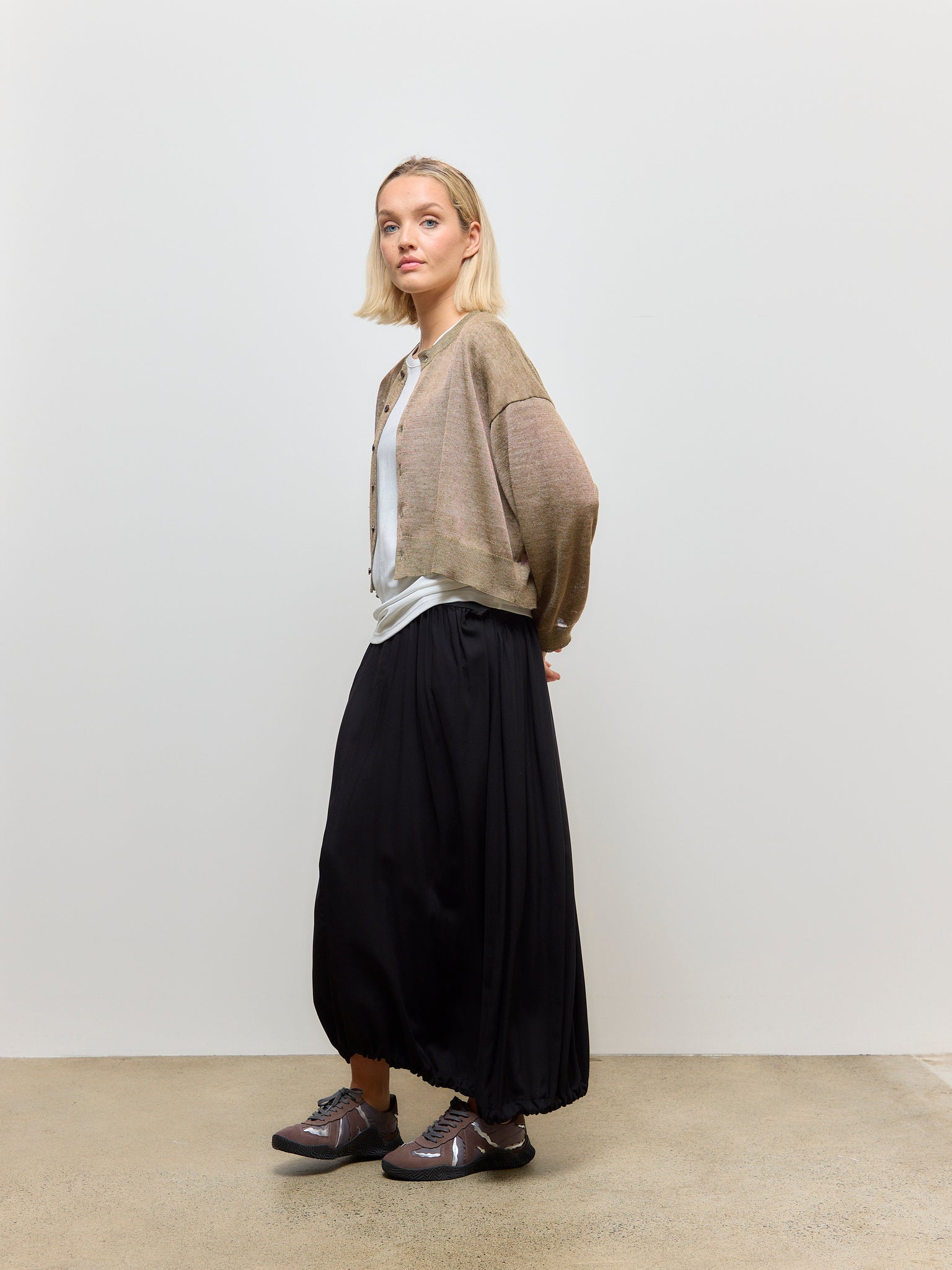 Sheer Long Sleeve Cardigan Khaki