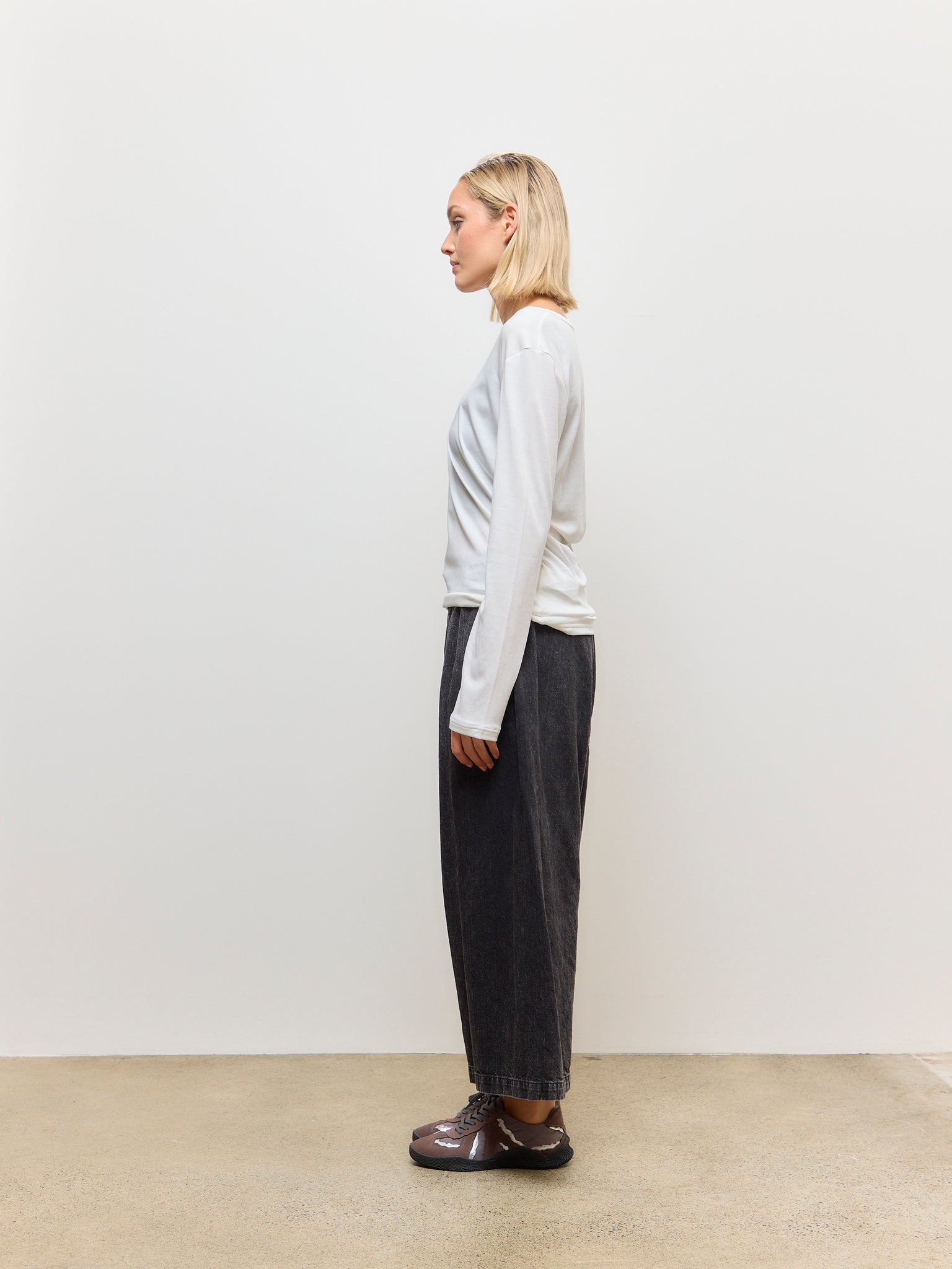 Logo Round Neck Long Sleeve T-Shirt Off White