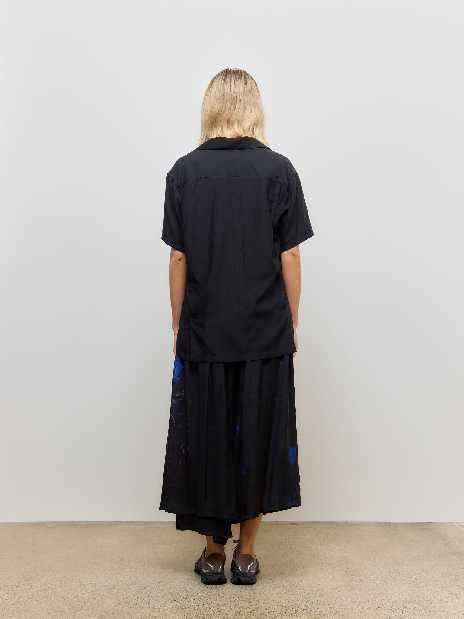 O-Left Gathered Pants Black