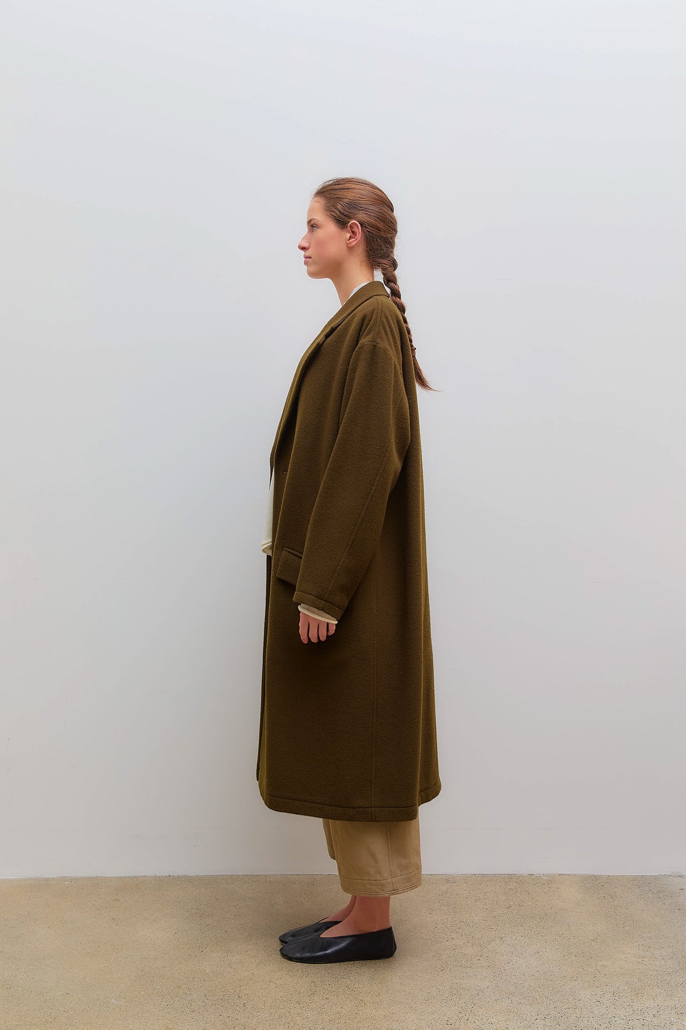 Button Tailored Coat Khaki