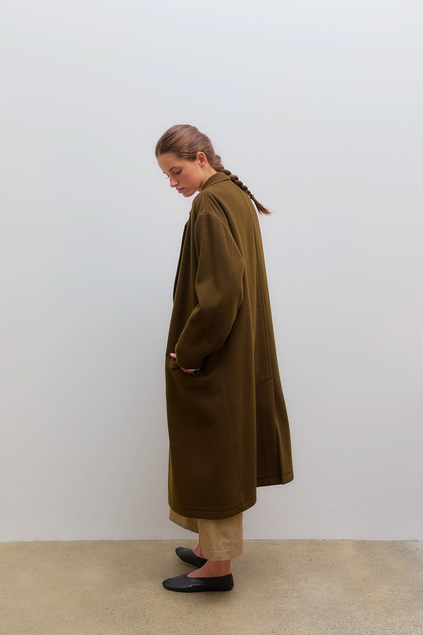 Button Tailored Coat Khaki