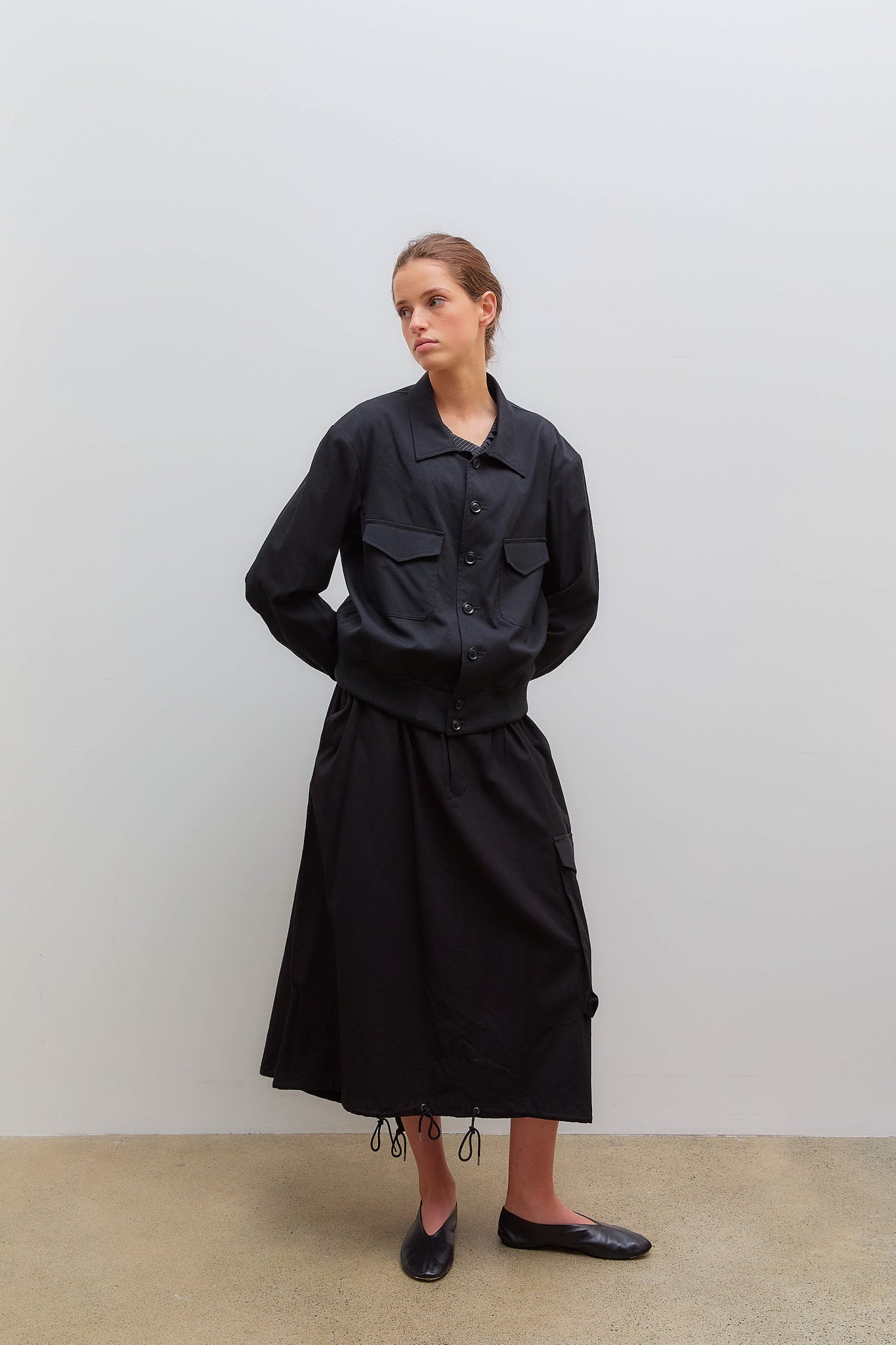 U Shirt Collar Y Jacket Black