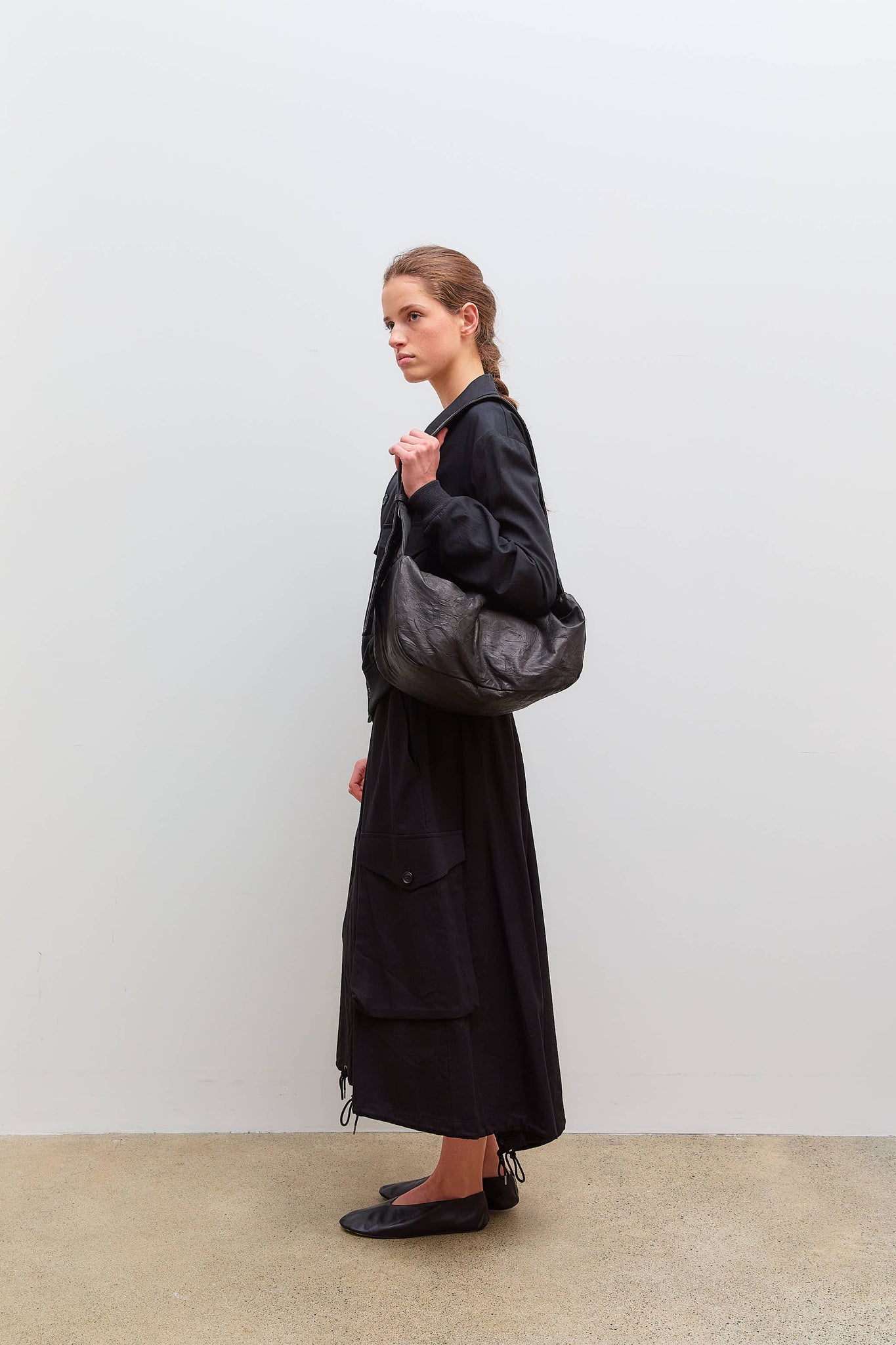 Box Shoulder Bag Leather Black