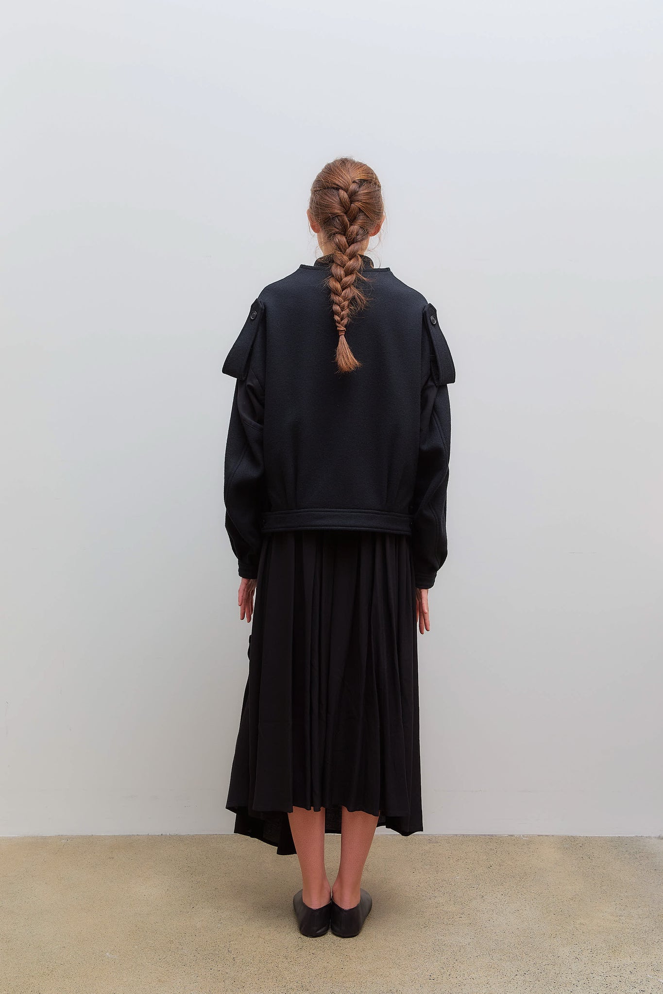 U Collarless Blouson Black