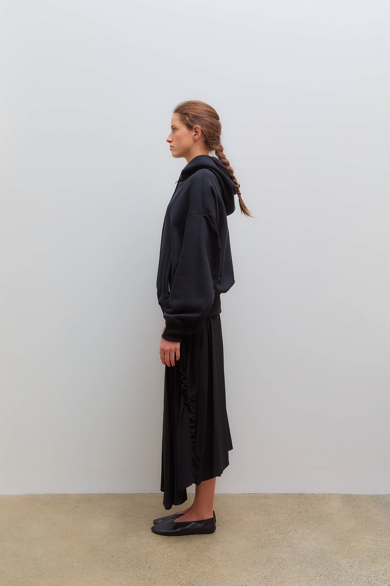 U Collared Hoodie Heavy Fleece Black