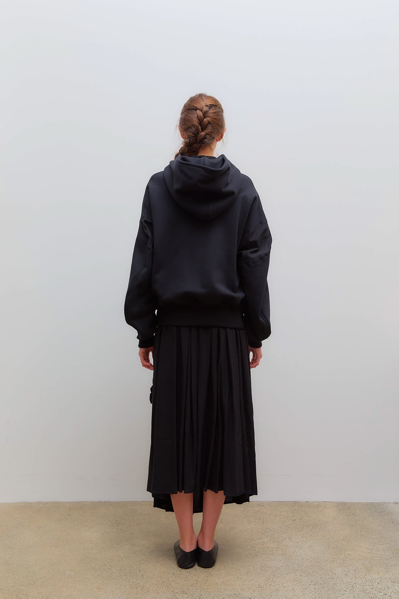 U Collared Hoodie Heavy Fleece Black