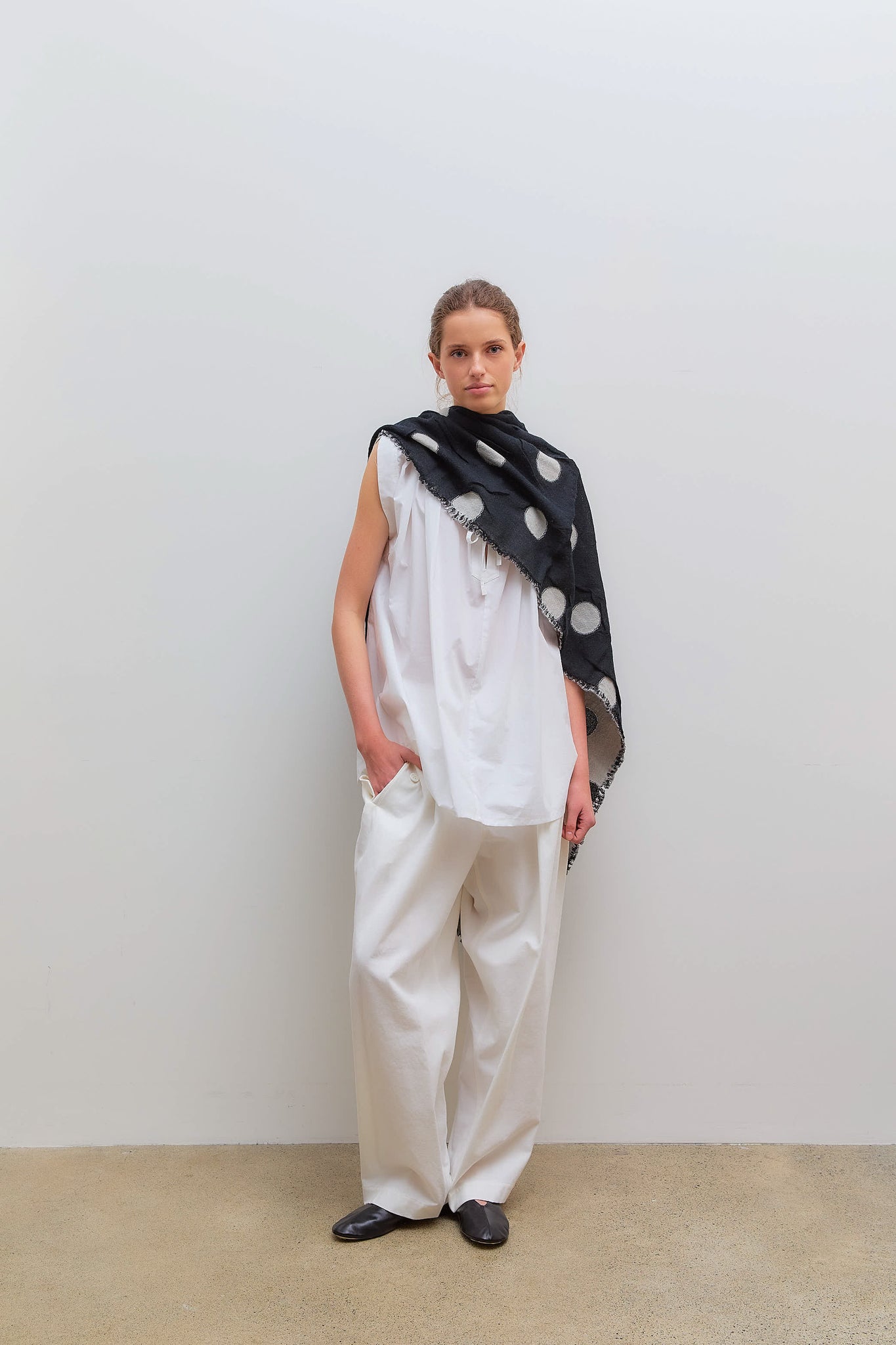Reversible Polka Dot Scarf Black